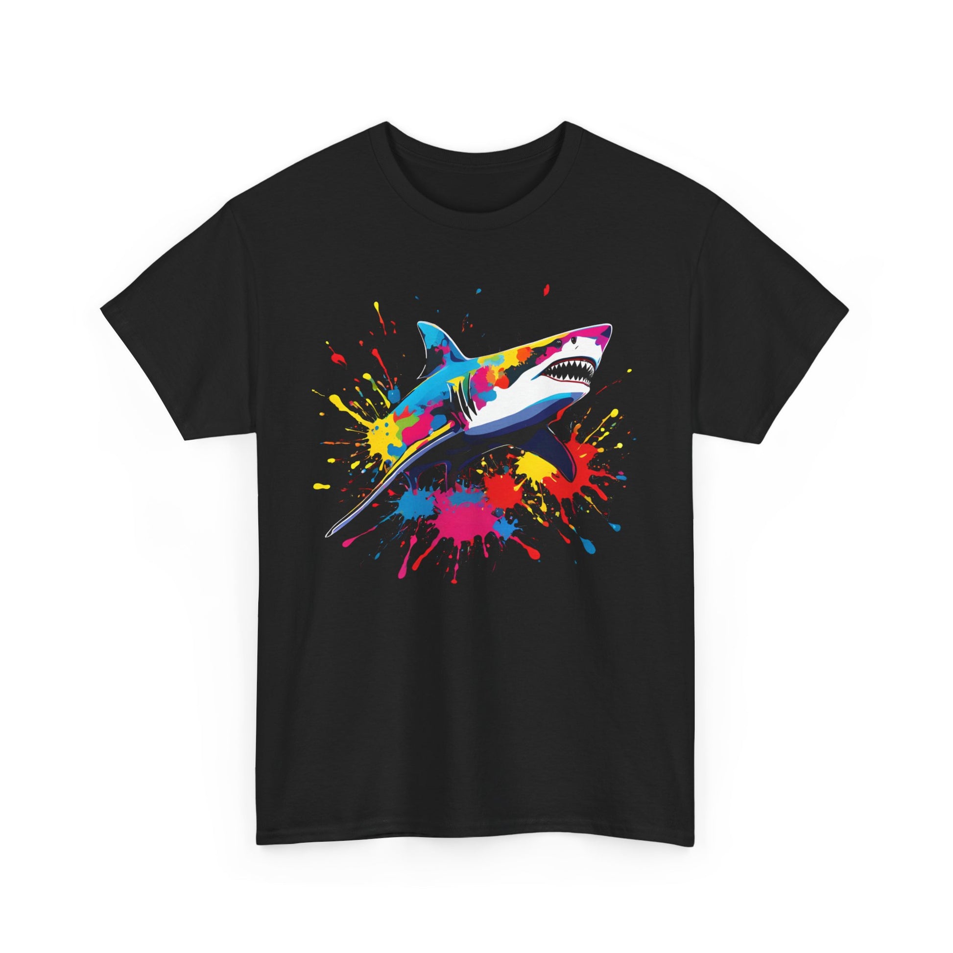 Vibrant Colorful Paint Splatter T-Shirt | Shark