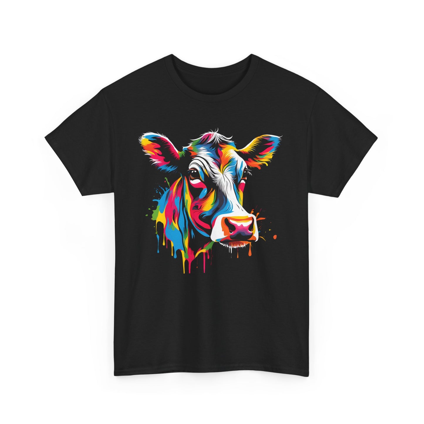 Vibrant Colorful Paint Splatter T-Shirt | Cow
