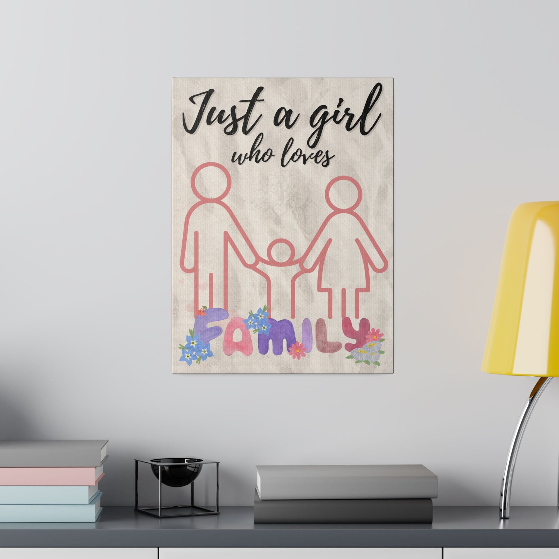 Just A Girl Who Loves | Her Family Canvas Wall Art