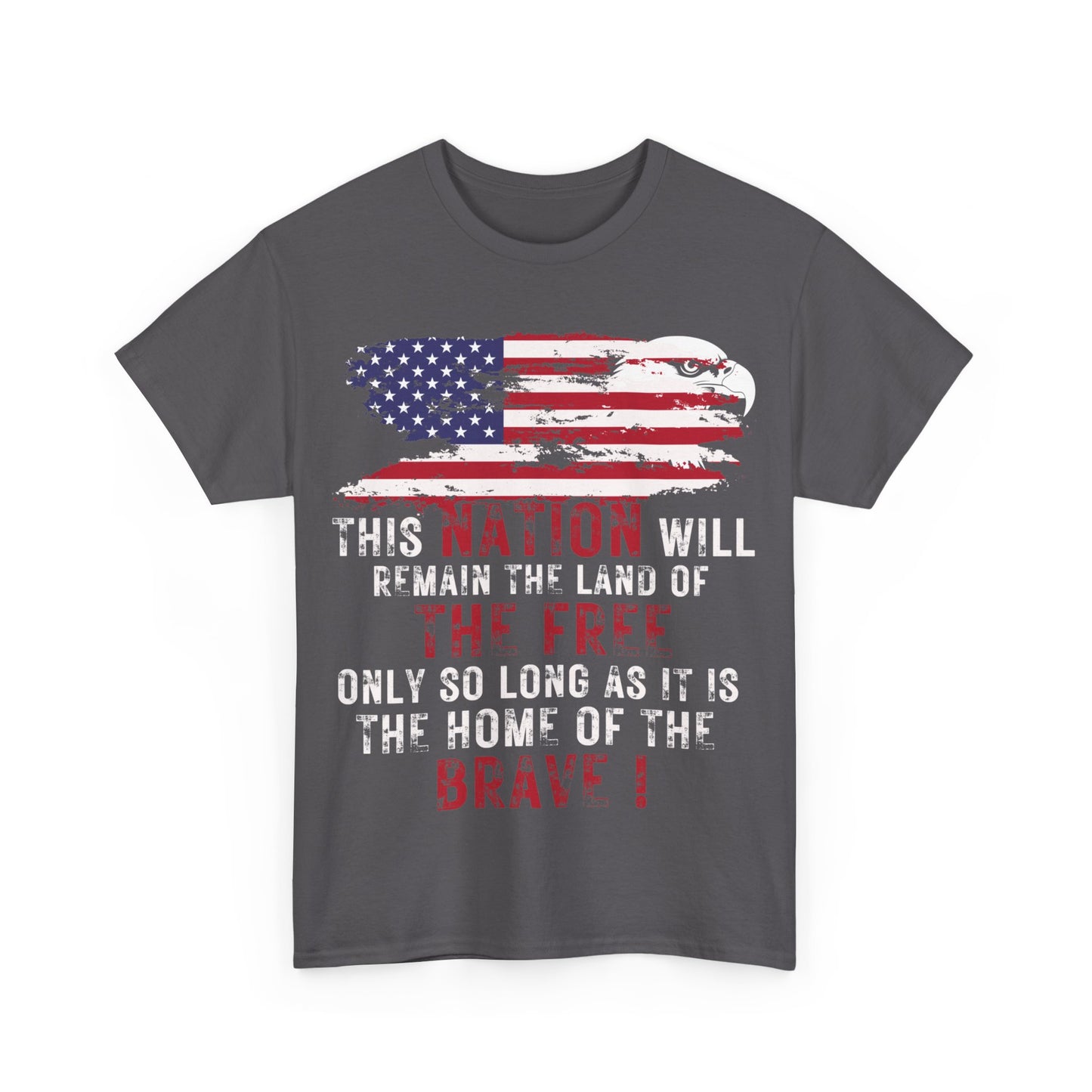 Show your pride | Land of the Free American Patriotic T-Shirt Charcoal