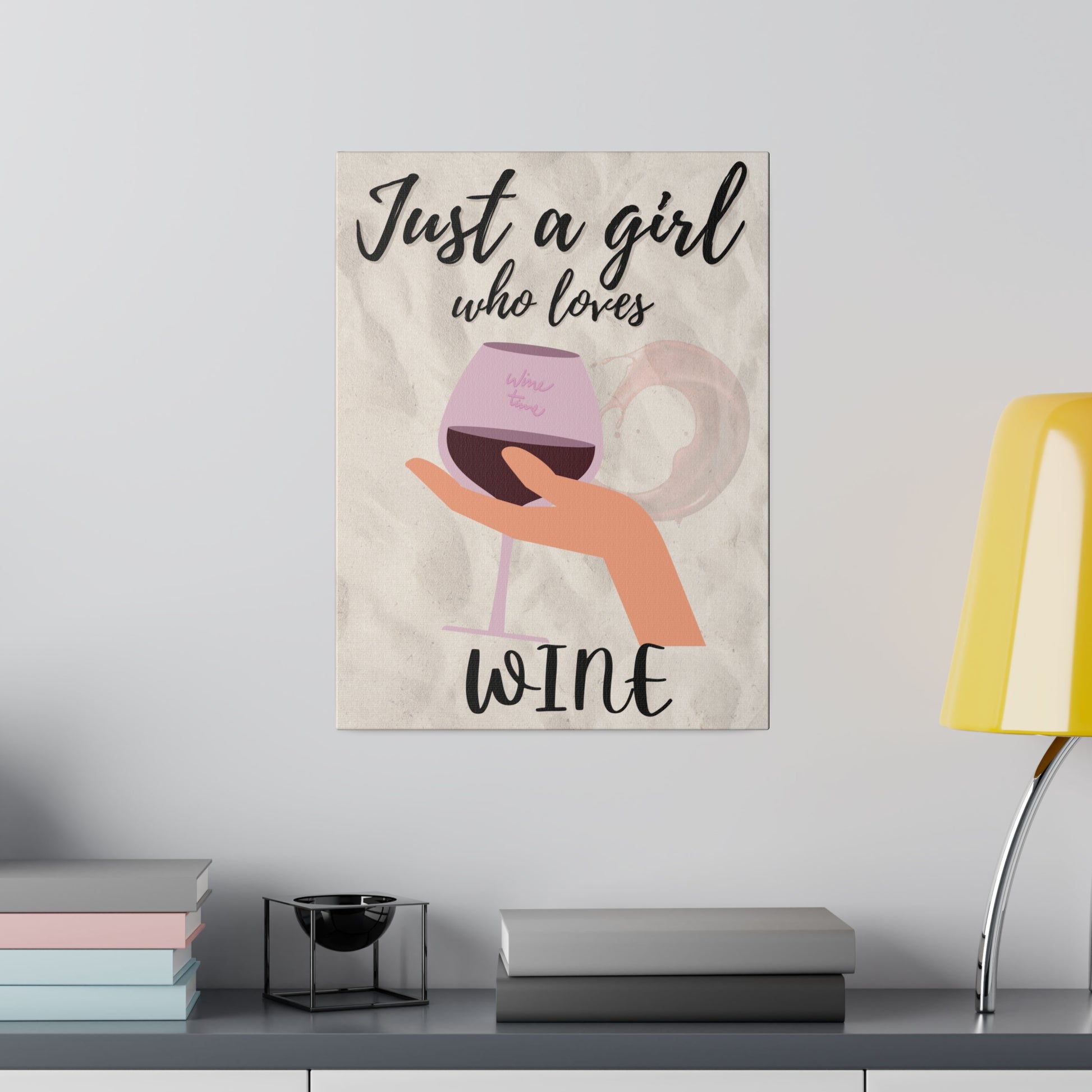 Just A Girl Who Loves | Wine Canvas Wall Art 12″ x 16″ (Vertical) 0.75''