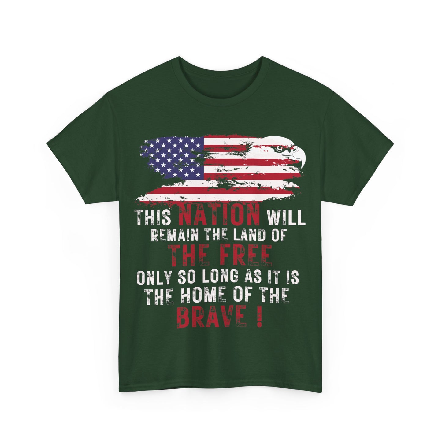 Show your pride | Land of the Free American Patriotic T-Shirt Forest Green