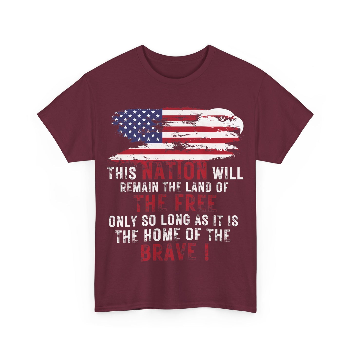Show your pride | Land of the Free American Patriotic T-Shirt Maroon