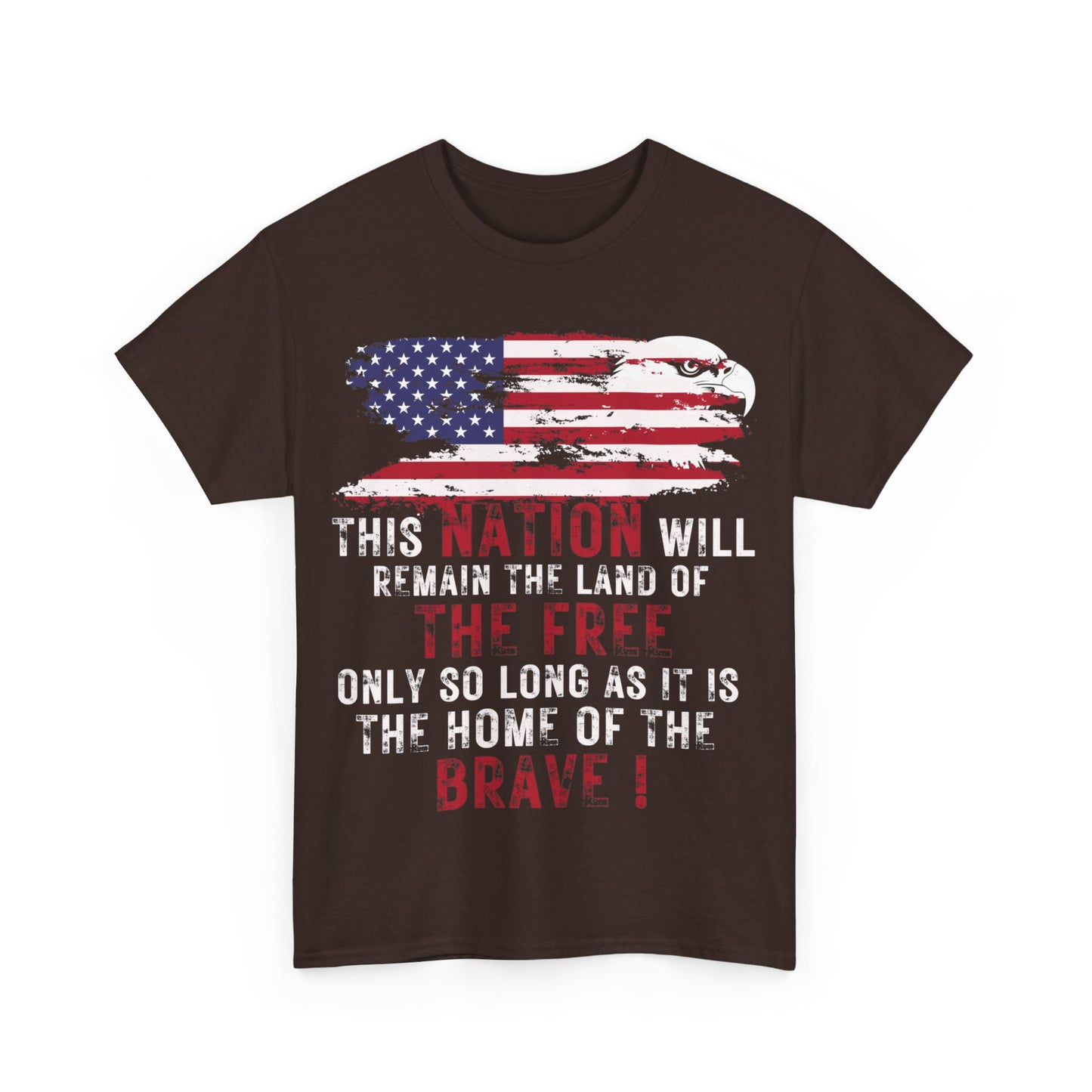 Show your pride | Land of the Free American Patriotic T-Shirt Dark Chocolate
