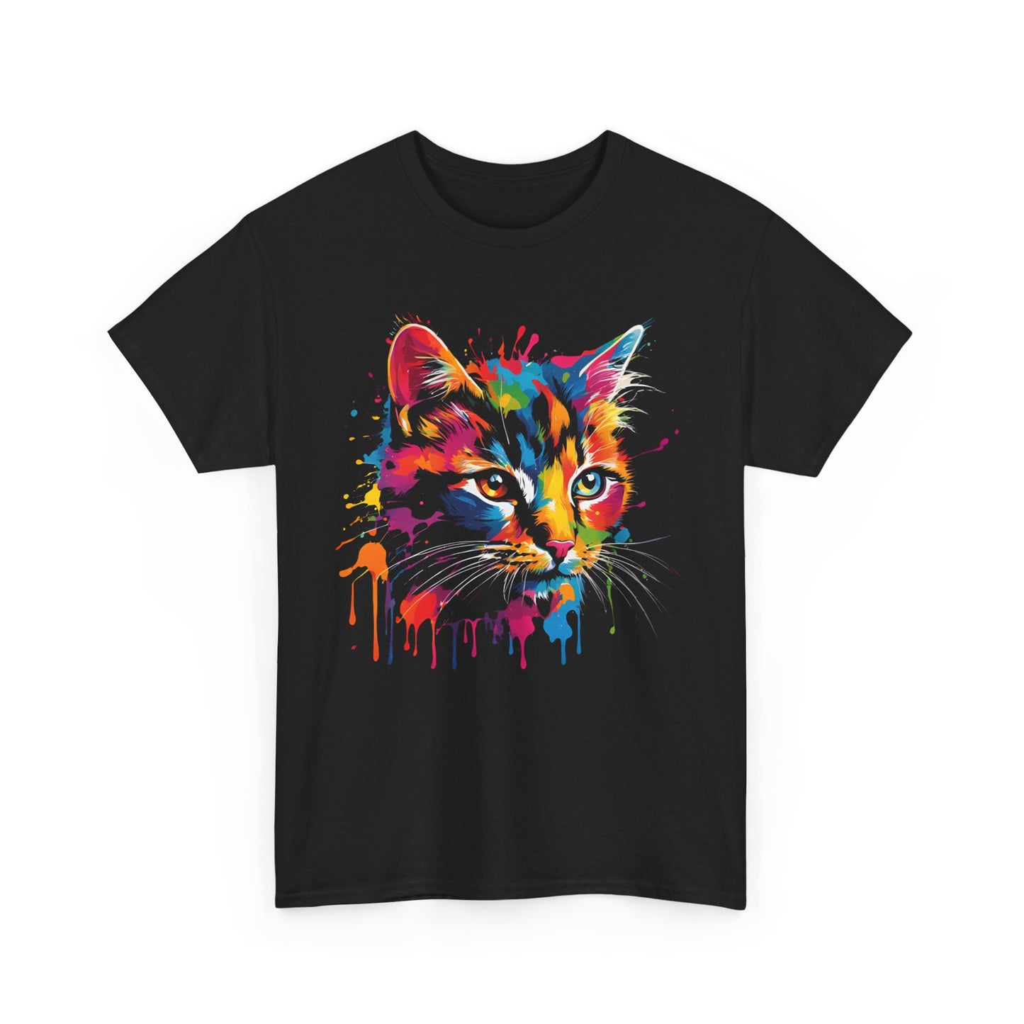 Cat Tshirt colorful paint splatter