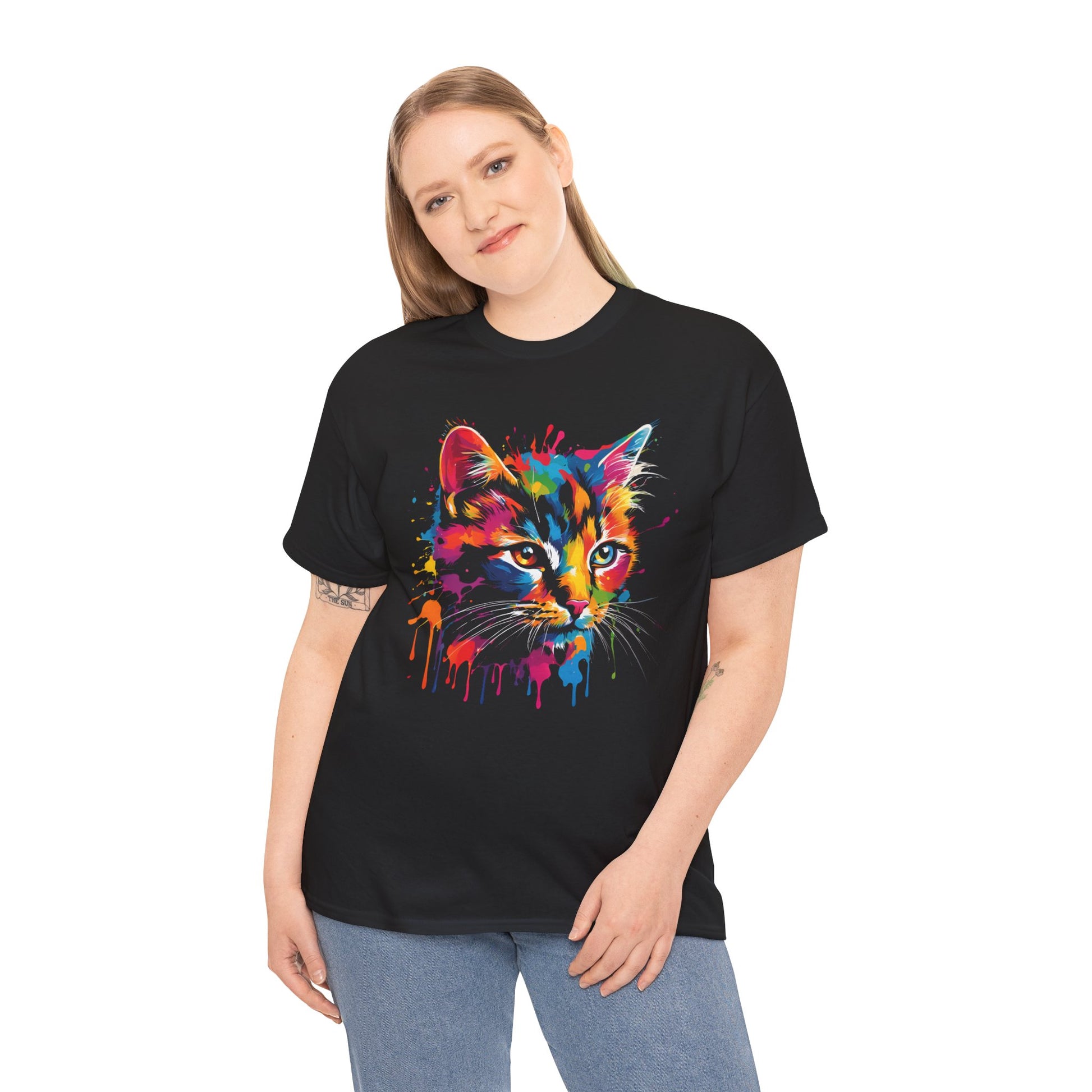 bright paint splatter pussy cat kitten