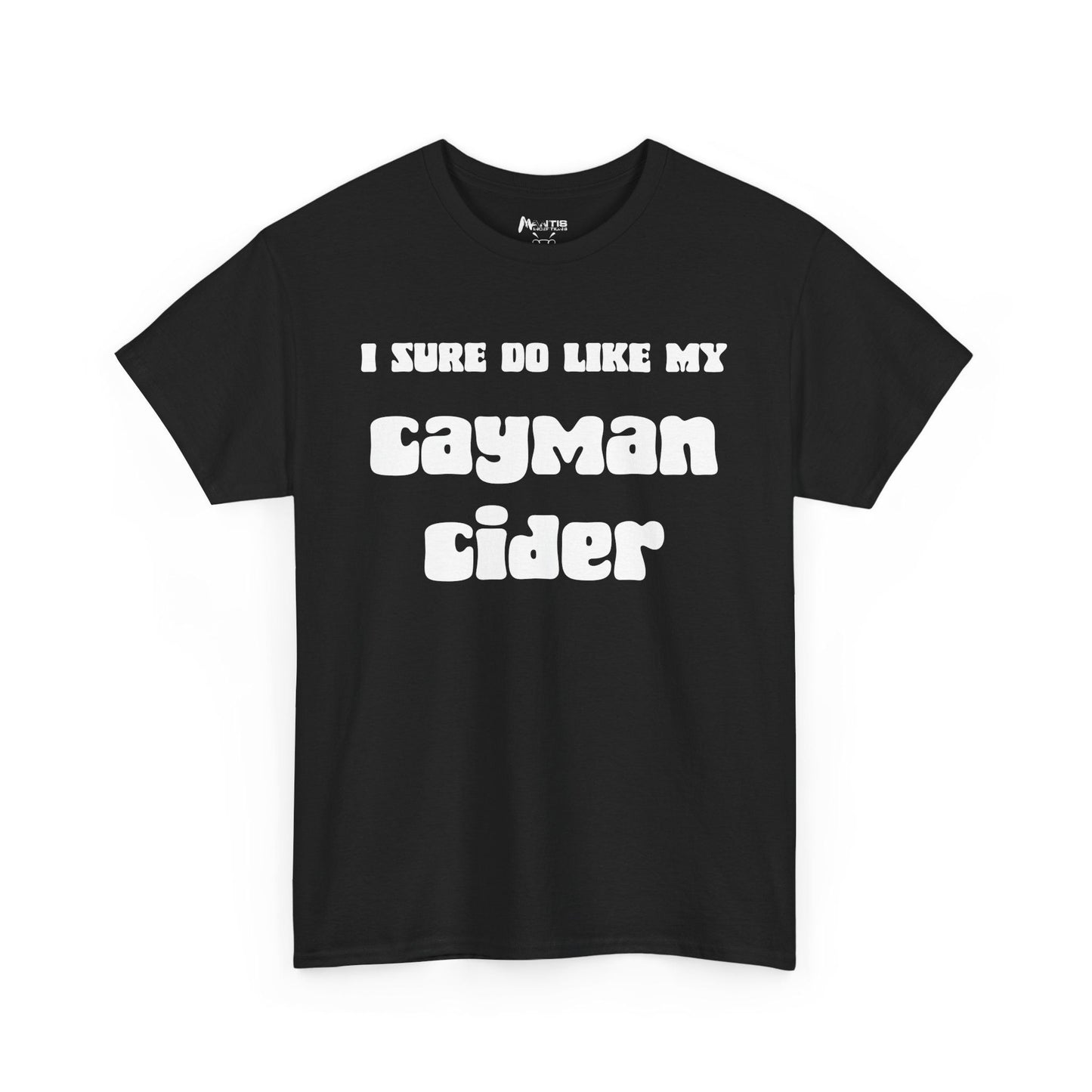 Black t-shirt disguising “cum inside her” as a cheeky cider pun