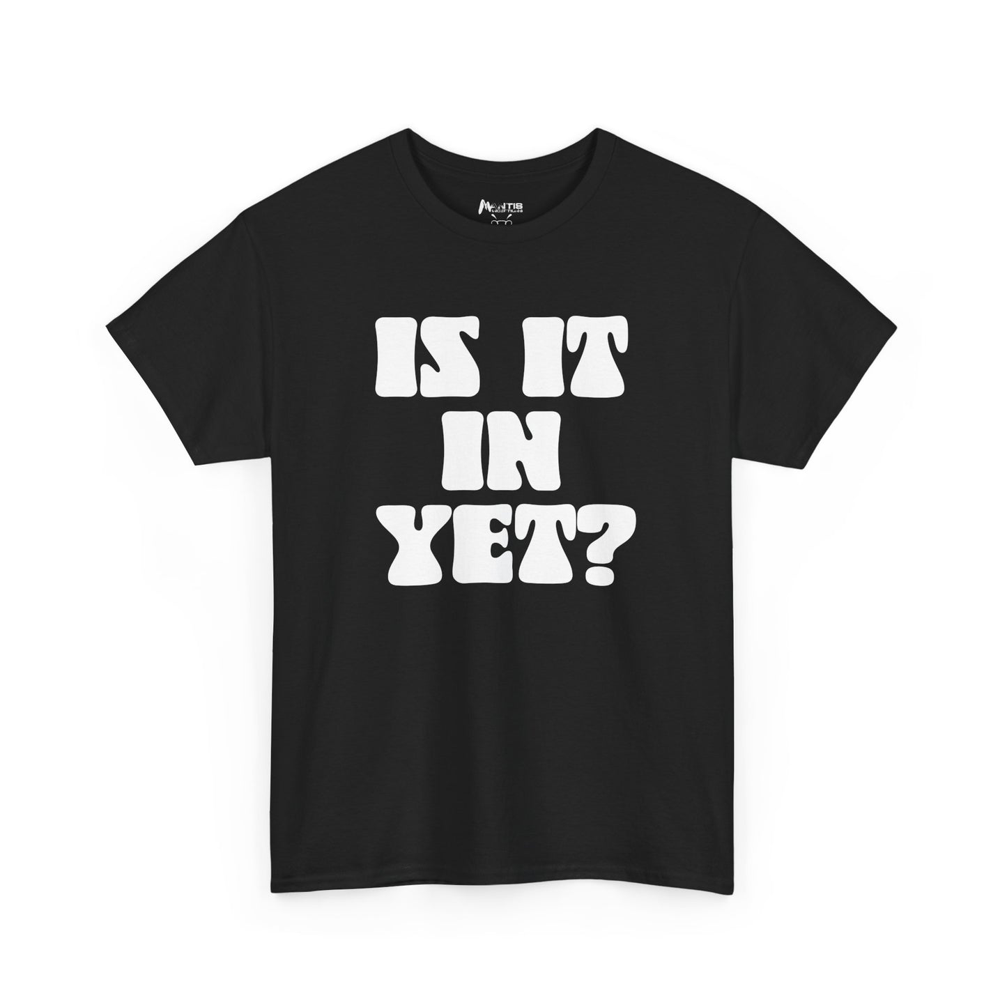 black tee throwing shade at guys with no package