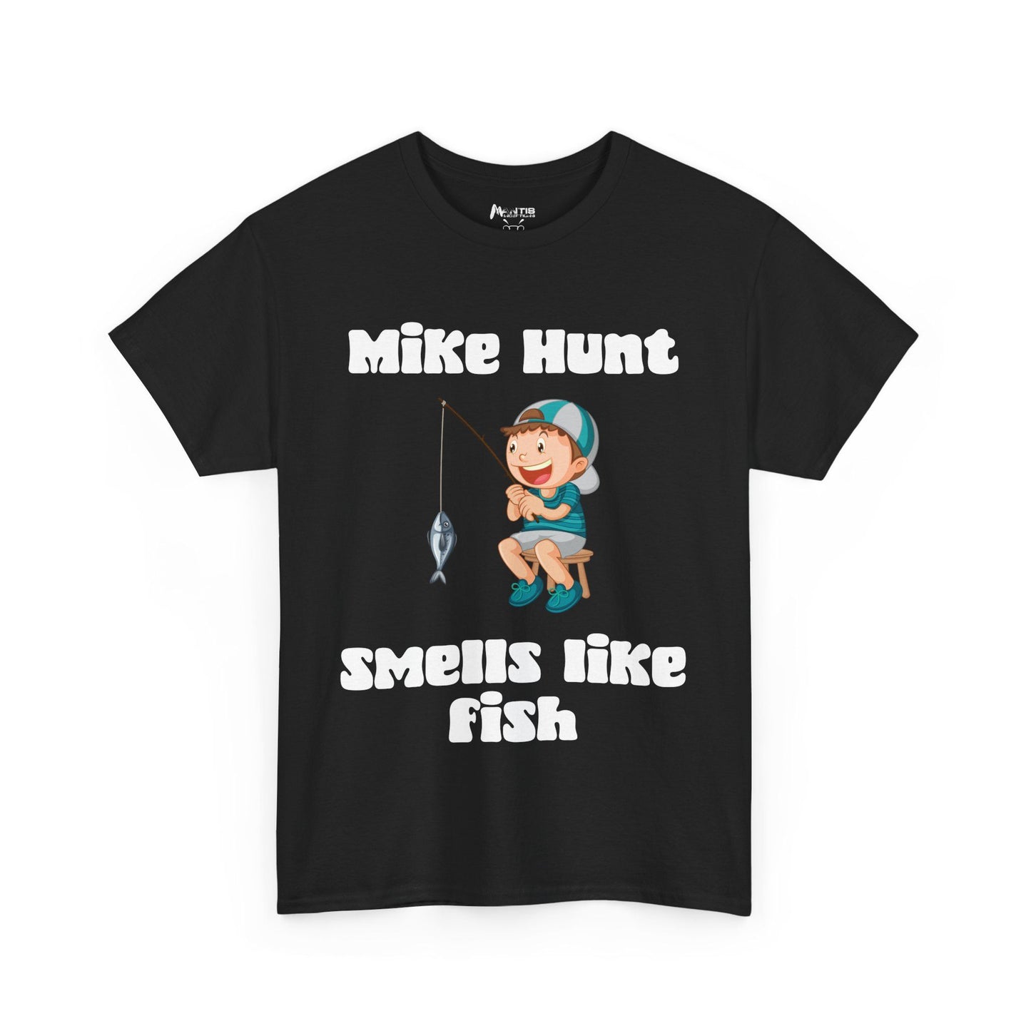 Black t-shirt with a foul-smelling pun wrapped in innocent wording