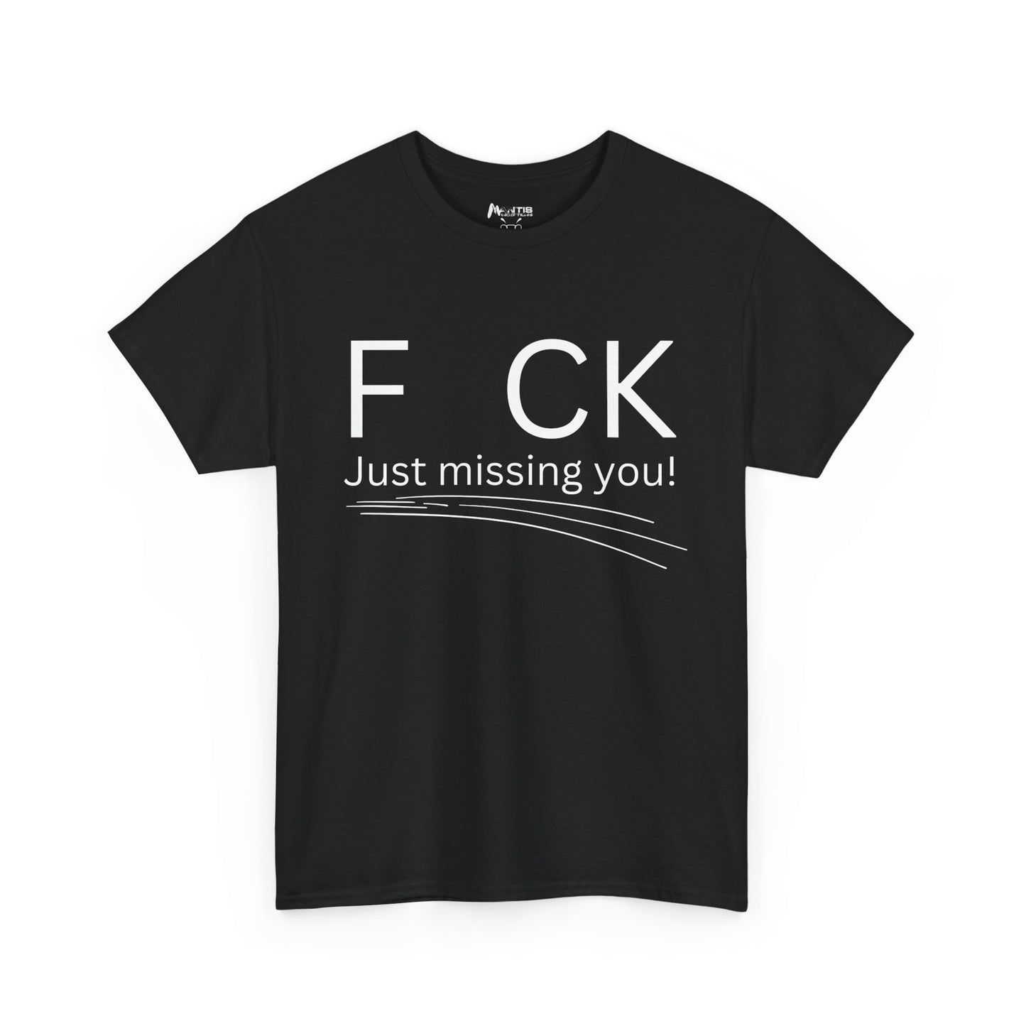 black shirt teasing hard with F CK design and naughty implications