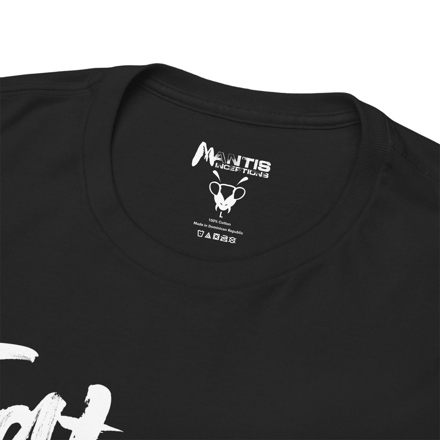 black tee screaming “eat shit and fuck off” with zero apologies