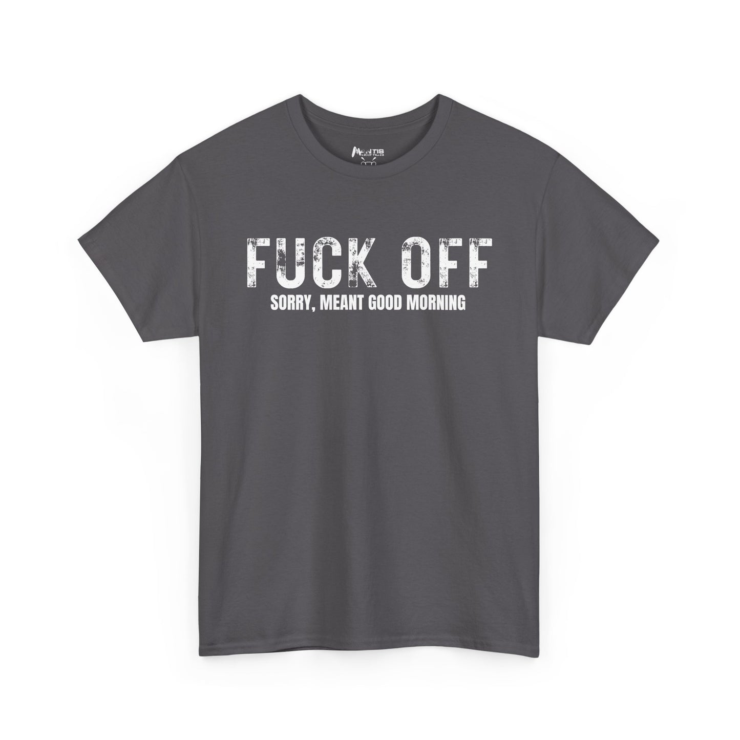 charcoal shirt mocking polite liars with a bold insult followed by retreat