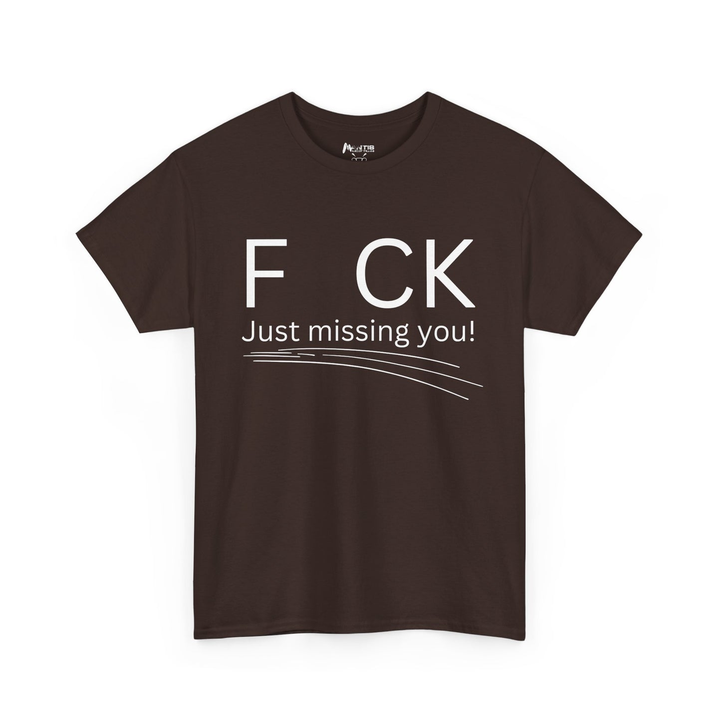 dark chocolate shirt teasing with missing letter and flirty punchline