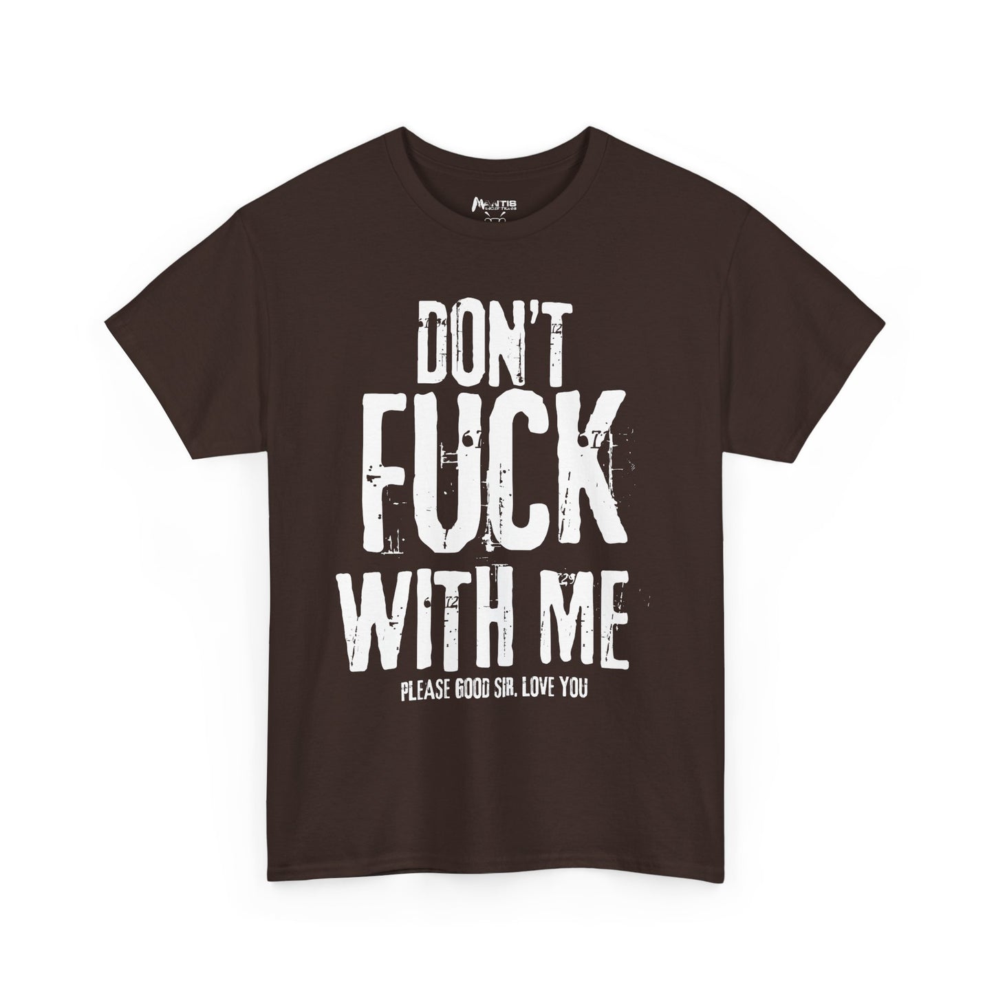 dark chocolate tee showing fake rage and quiet desperation