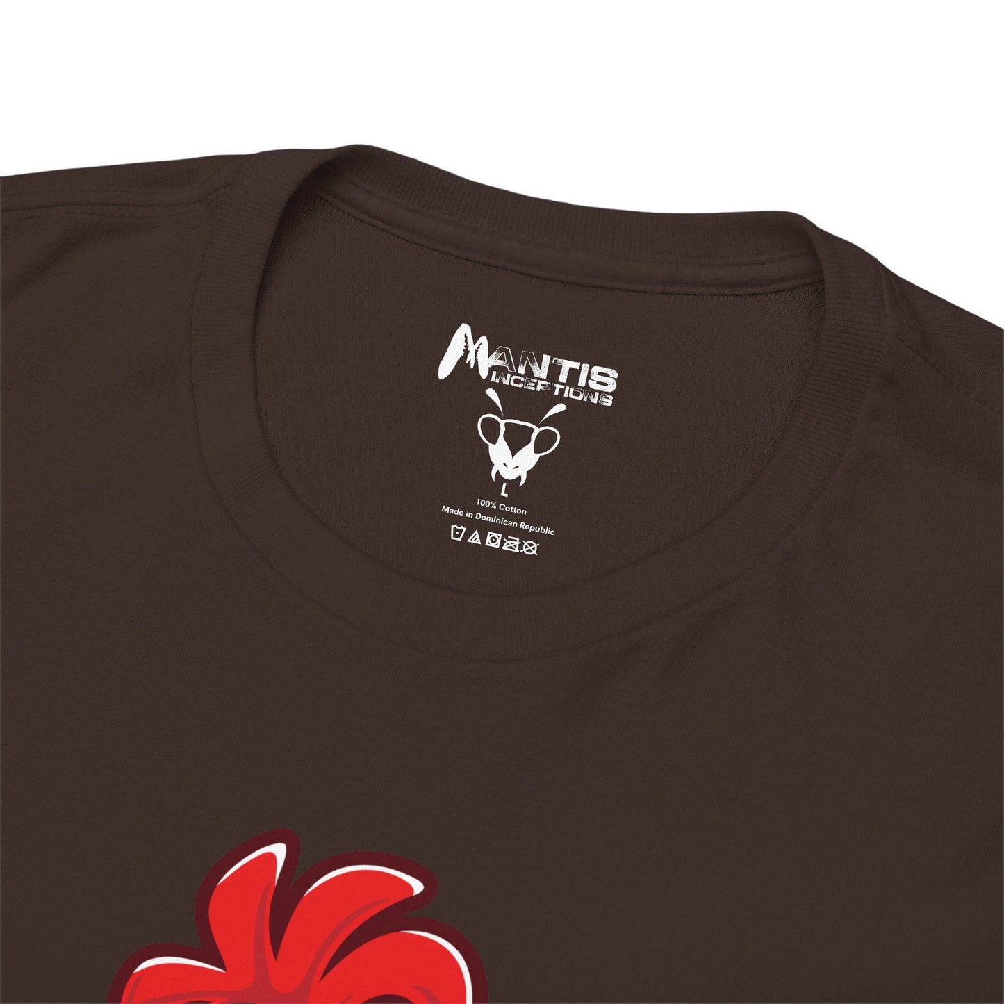 dark chocolate tee flaunting rooster dominance