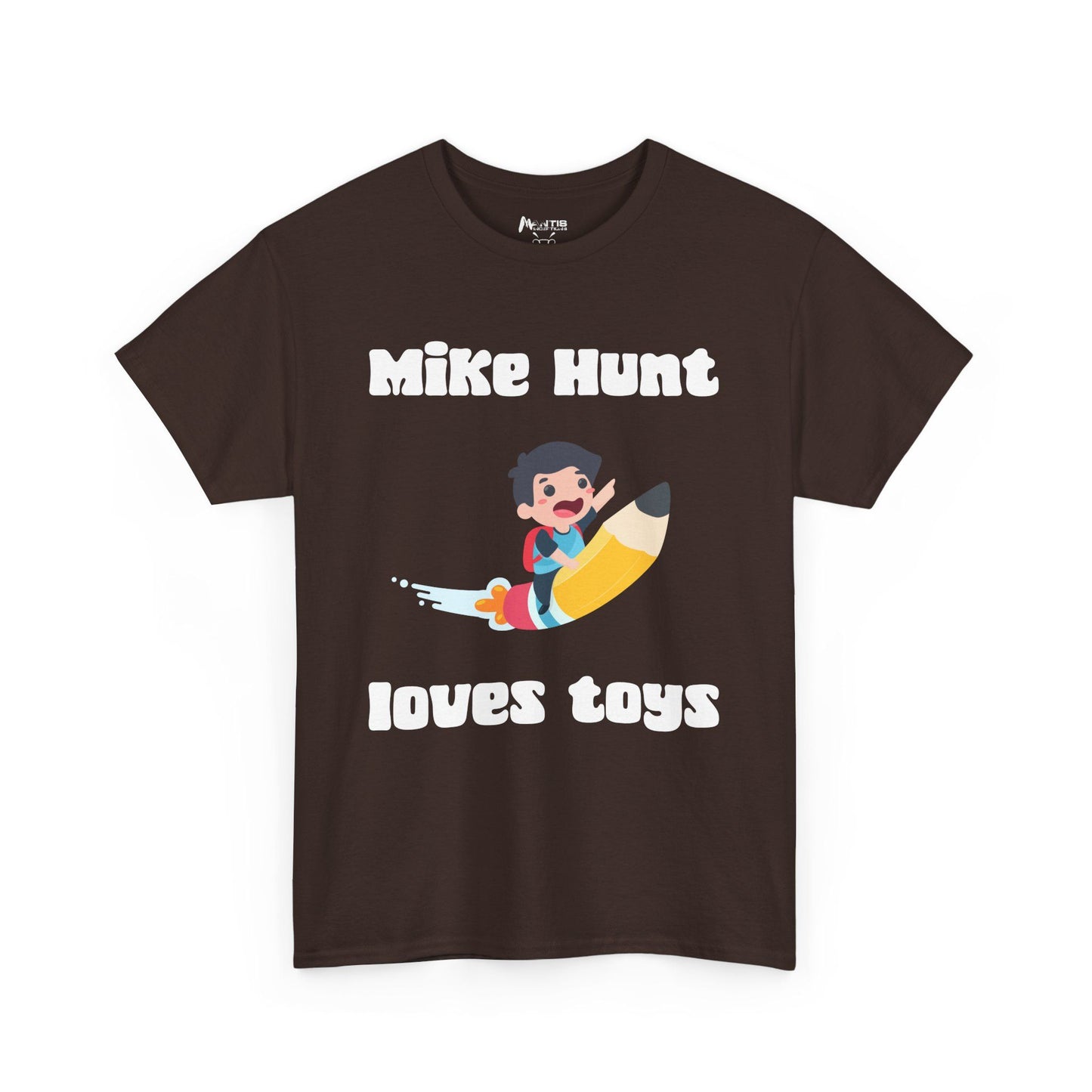 Dark chocolate tee built for innuendo and toy box chaos