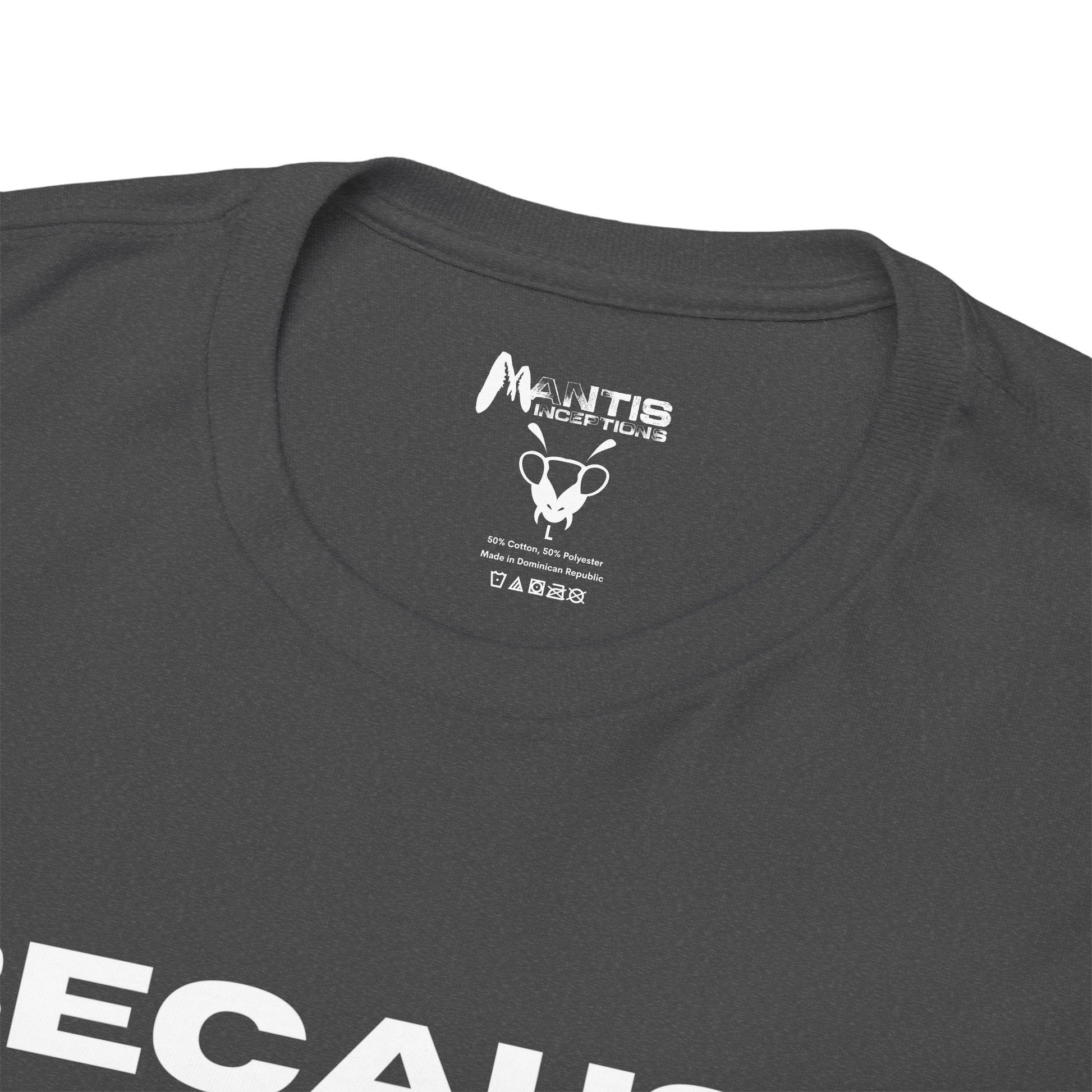 dark heather tee with zero chill and a decorative heart