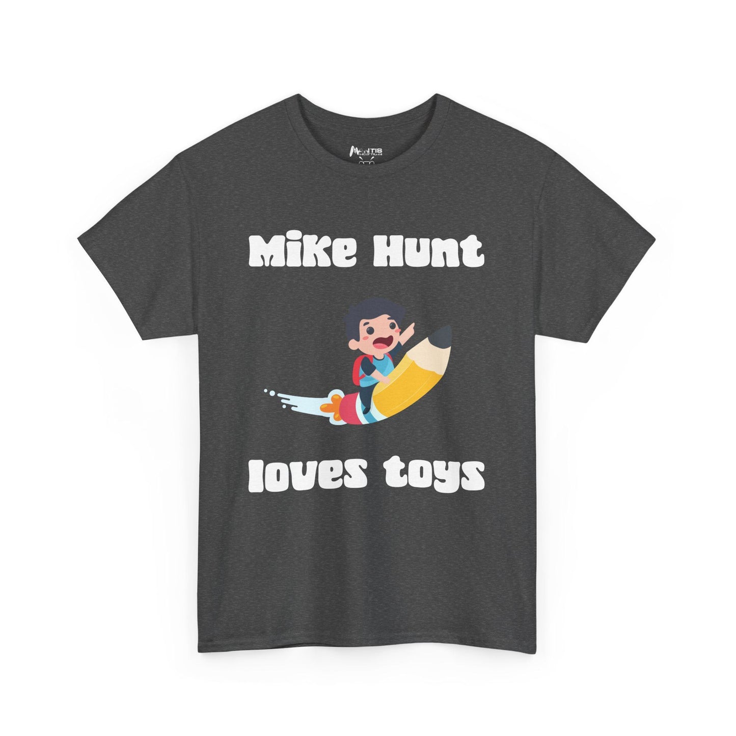 Dark heather shirt pairing innocent visuals with filthy implications