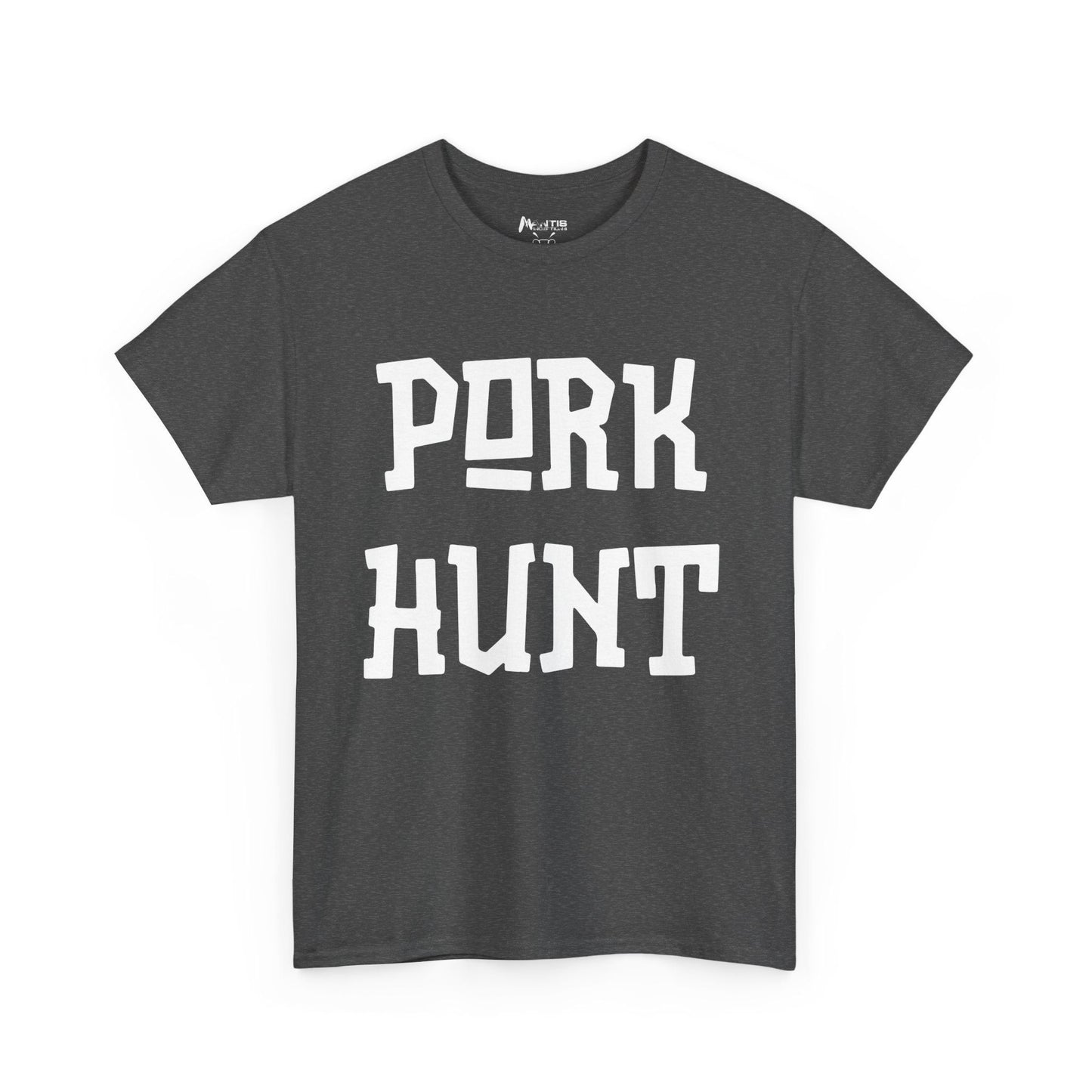 Dark heather shirt with a pun that’s one syllable away from disaster