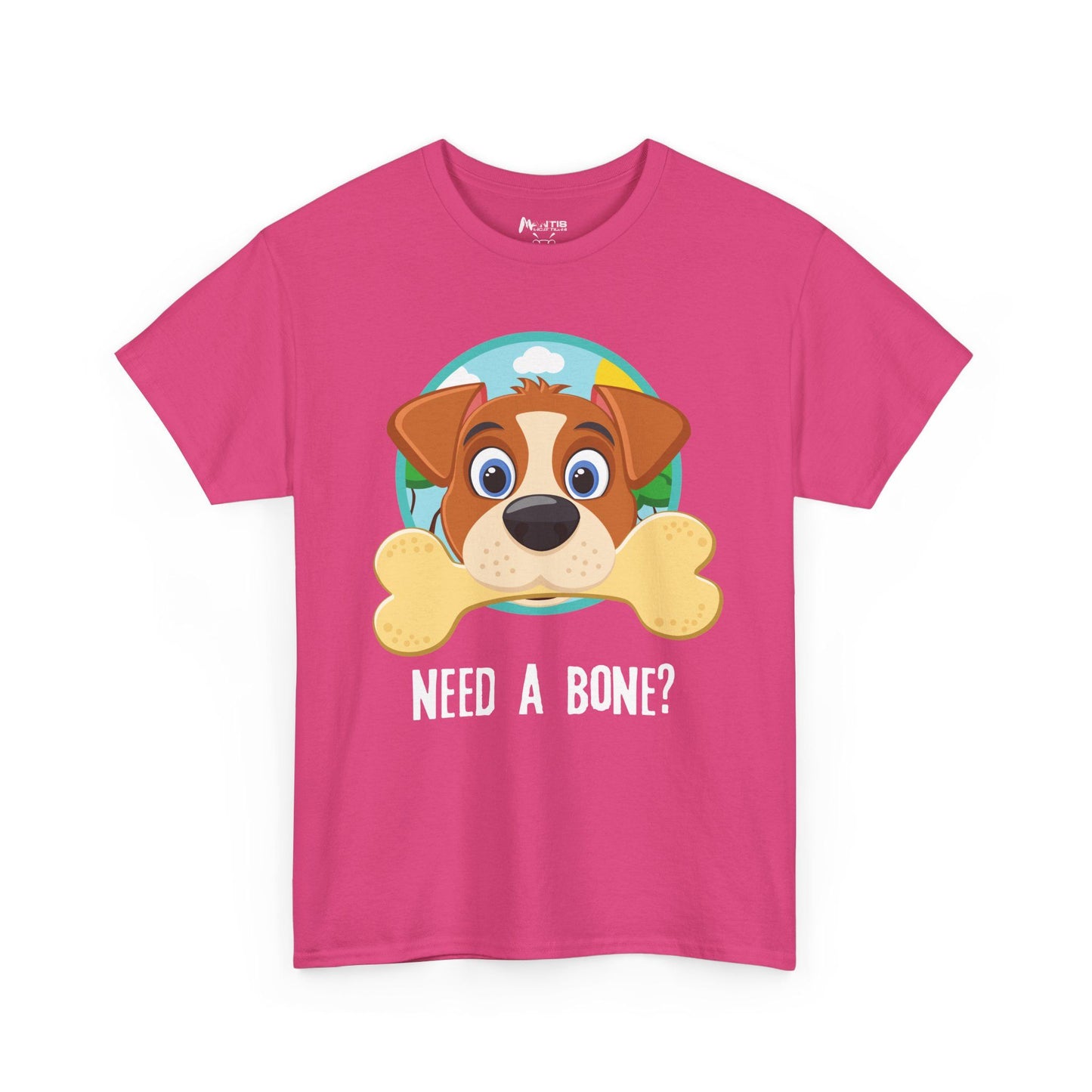 Heliconia tee with suggestive dog design