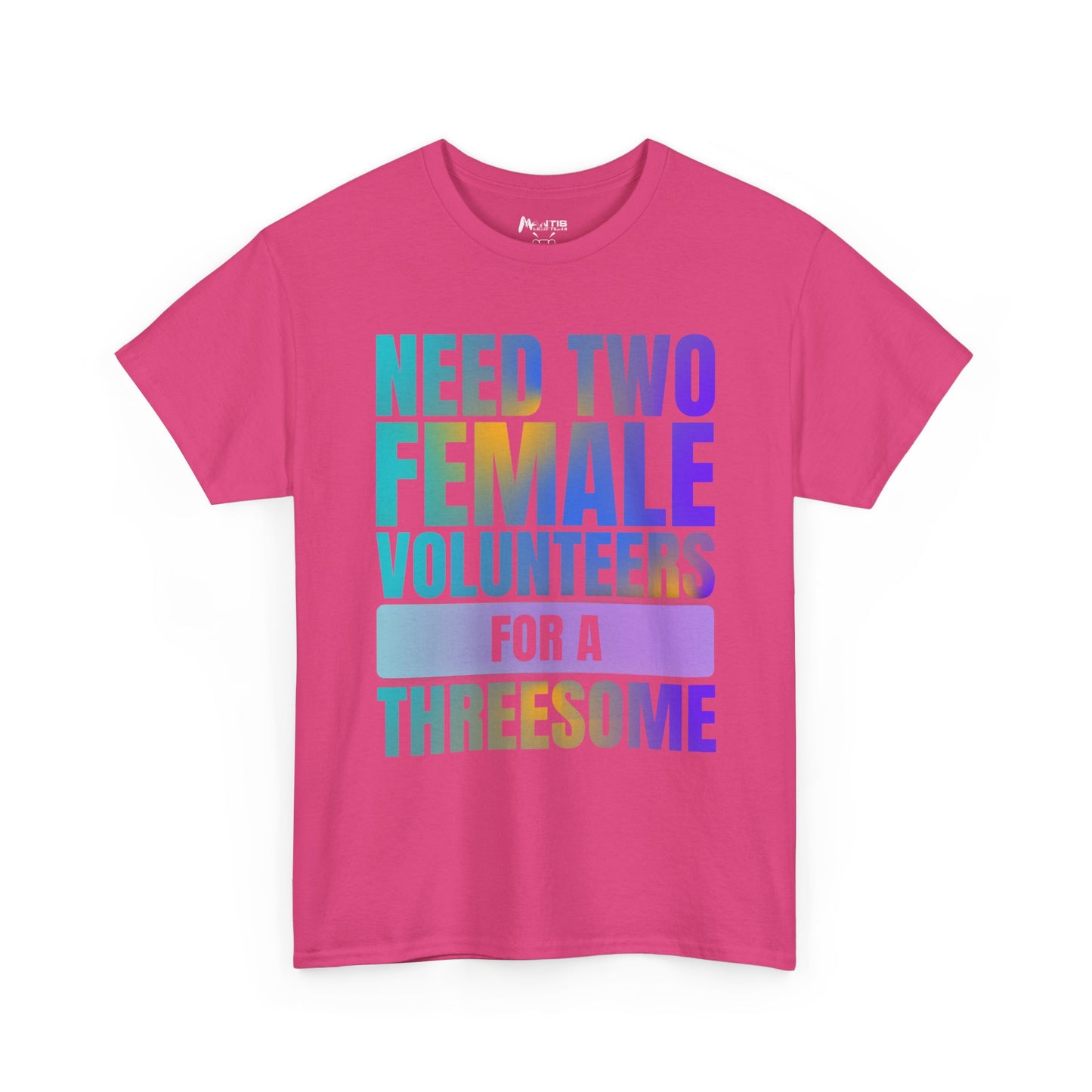 Heliconia pink shirt with inappropriate threesome request, provocative adult design