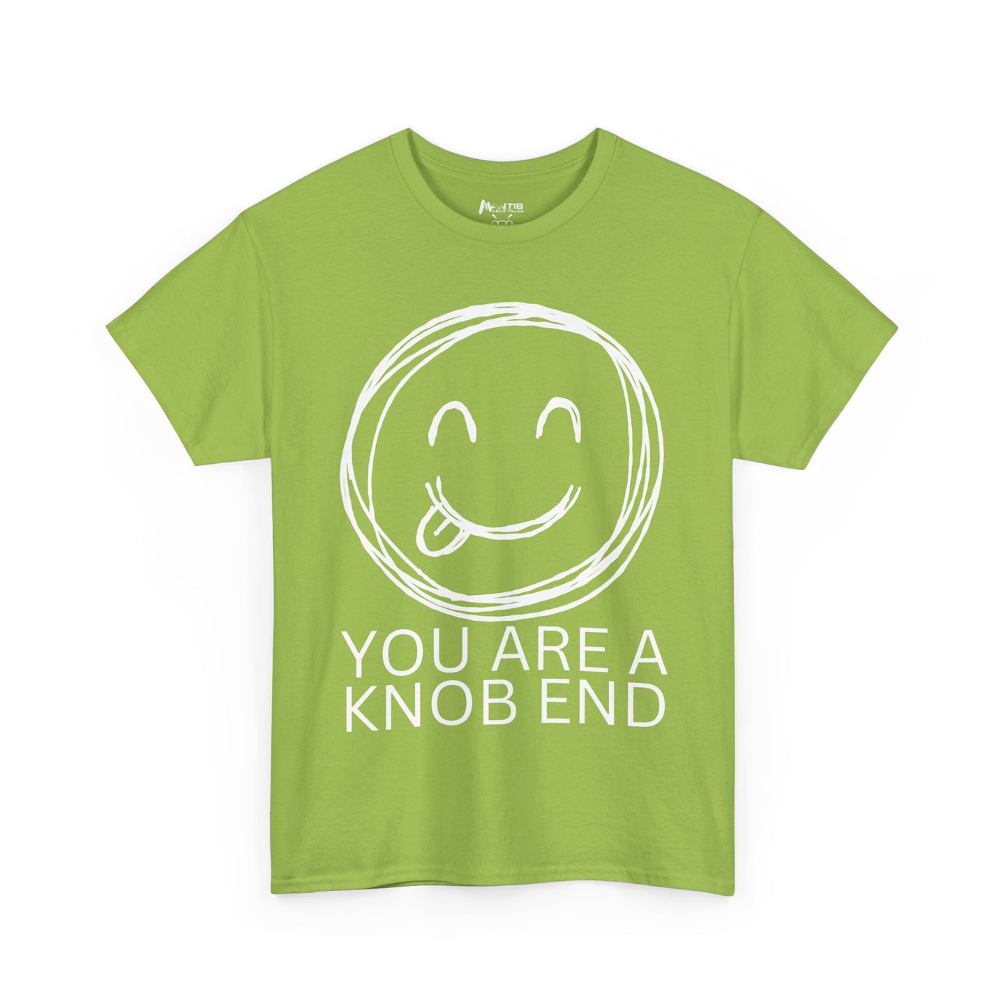 kiwi shirt with a jokey insult: 'you are a knob end' and smiley emoji