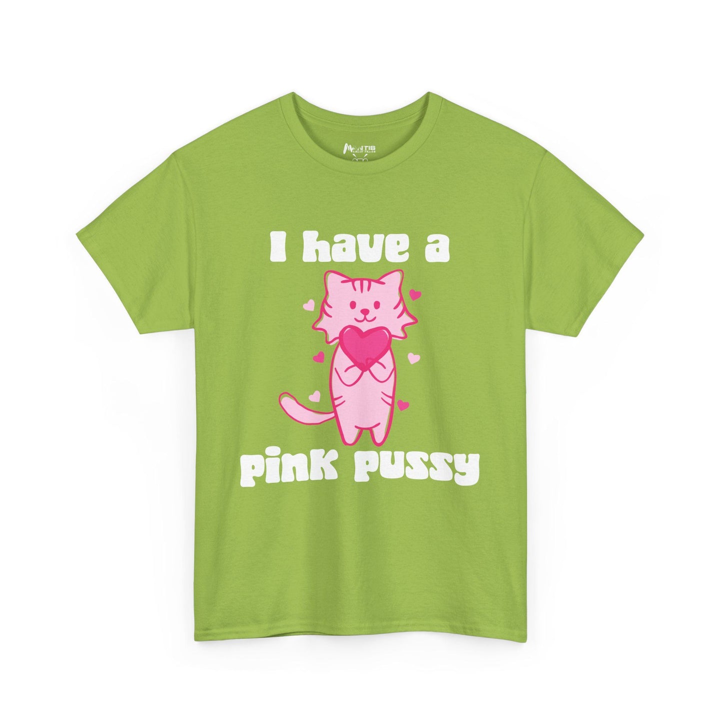 Kiwi shirt flaunting cheeky humor with pink cat design