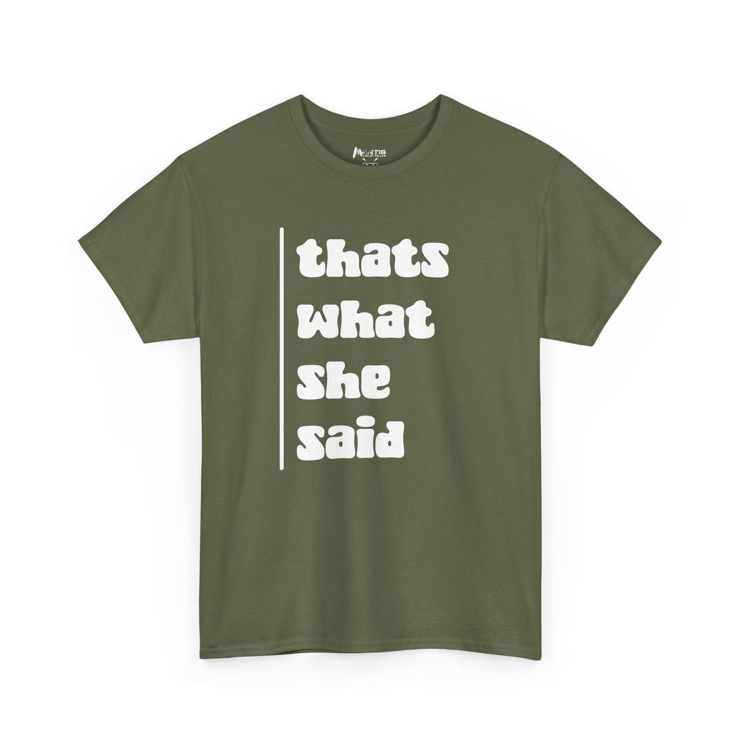 Military green tee with just enough creep to make it iconic