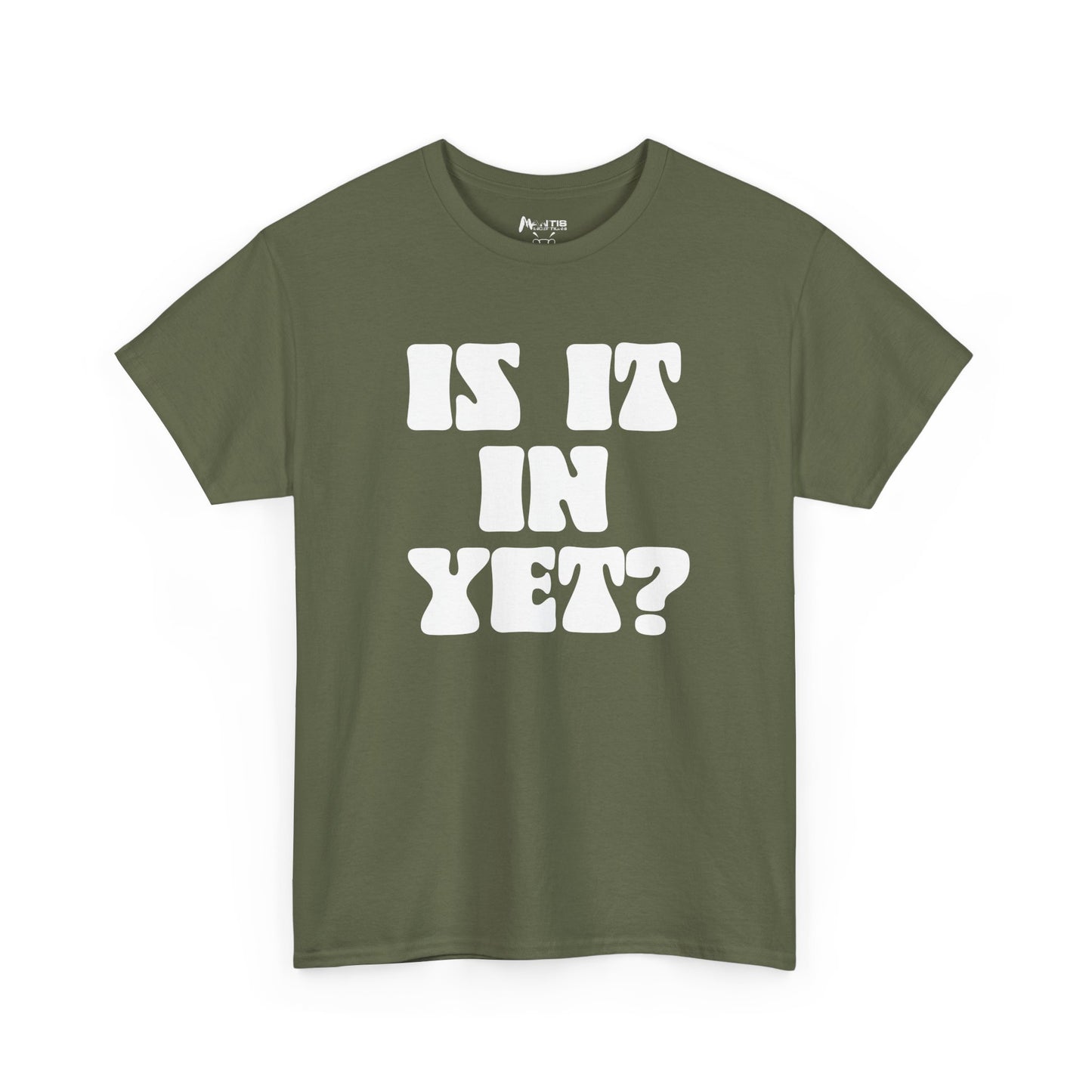 military green tee highlighting small dick shame with bold attitude