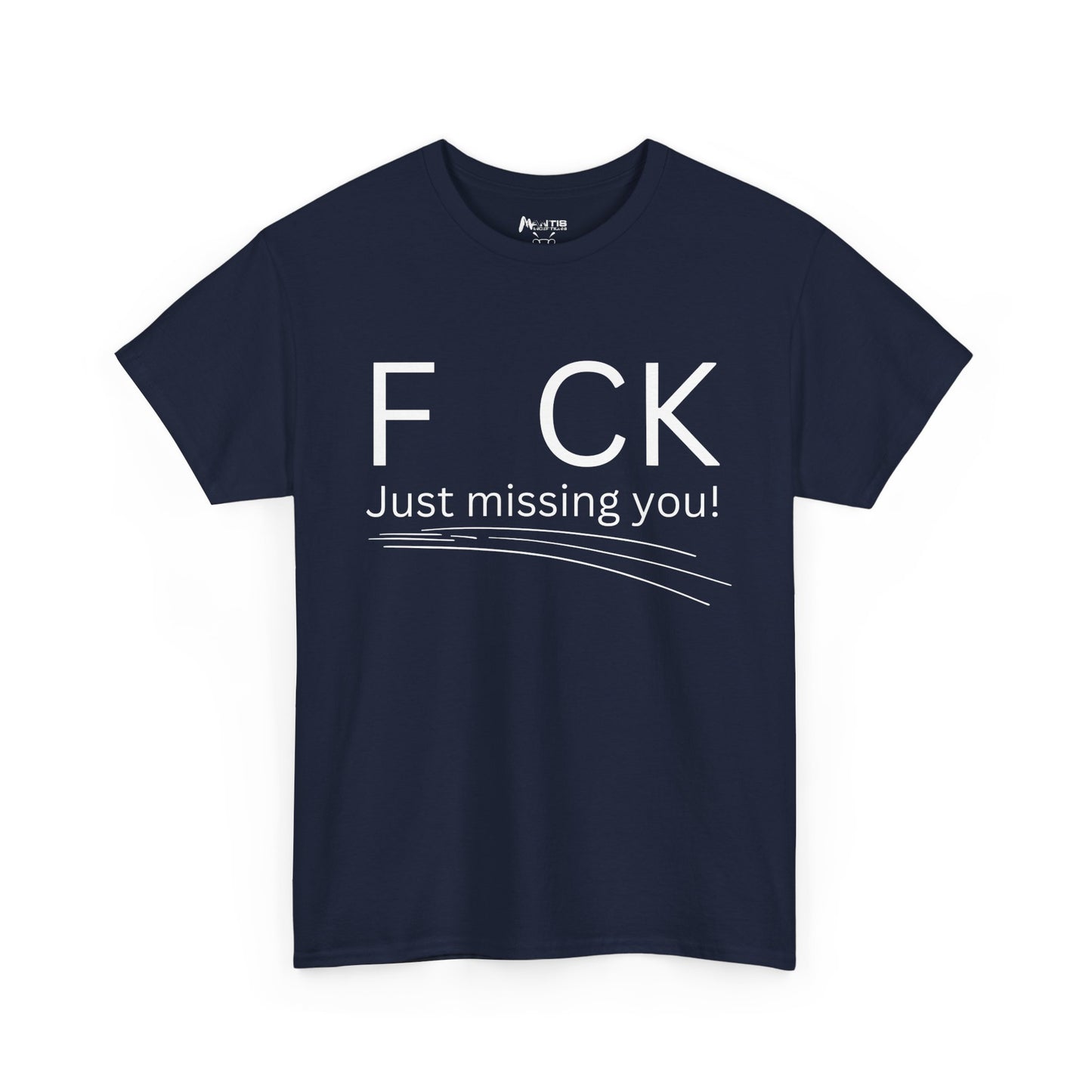 navy shirt saying F CK in bold font with a sexy undertone