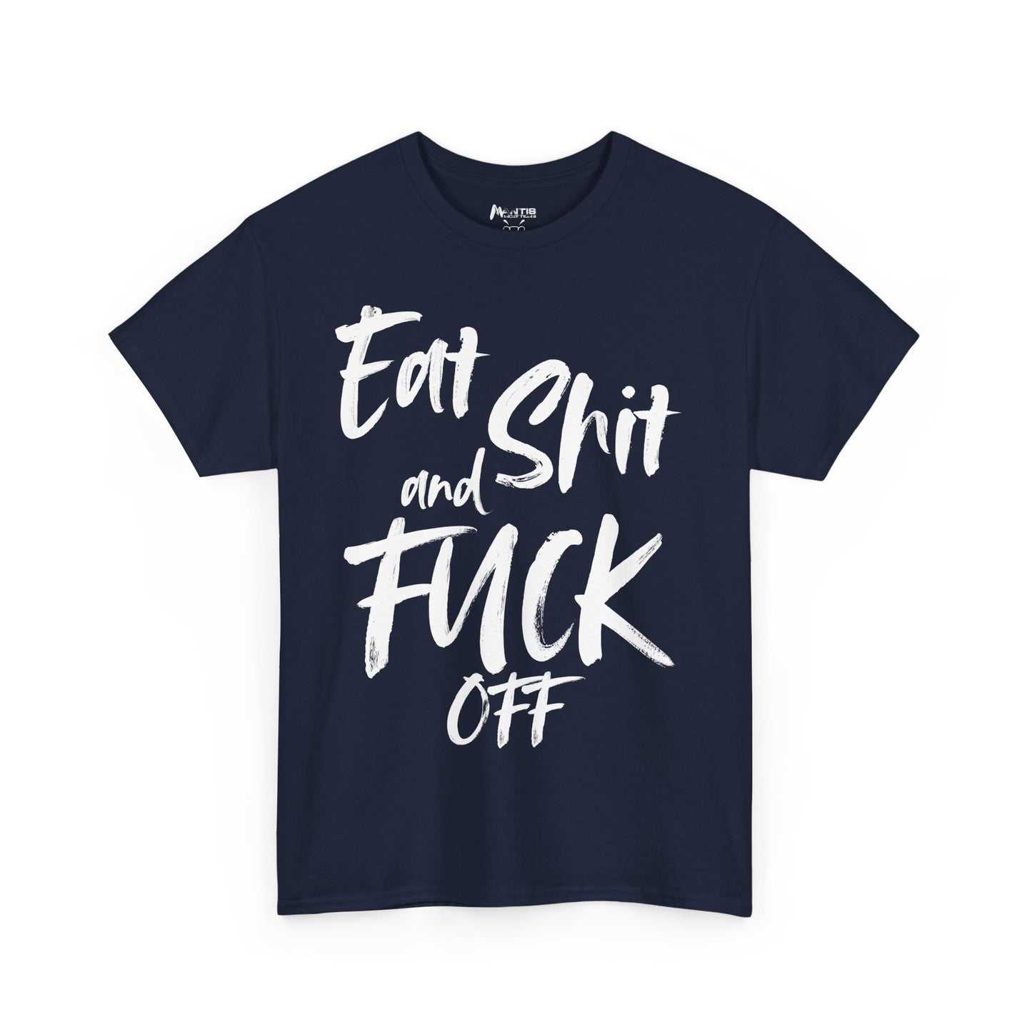 navy blue shirt serving savage shutdowns with clean font rage