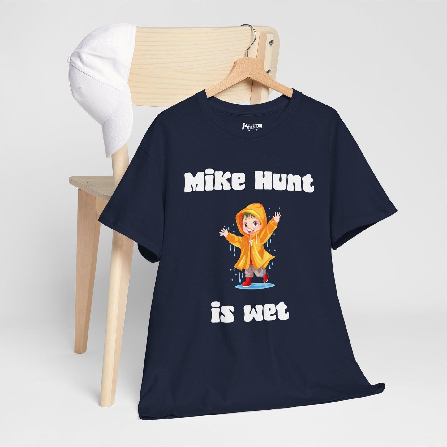 Navy shirt where poor Mike Hunt ends up soaked and suspicious