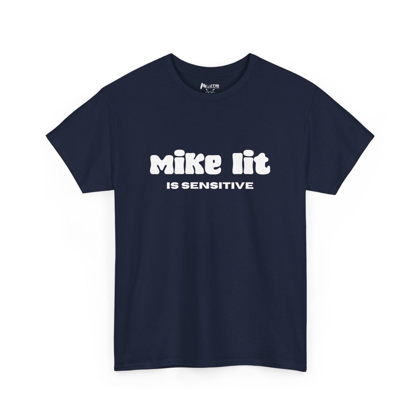 Navy shirt that hides pure filth in syllables and fake innocence