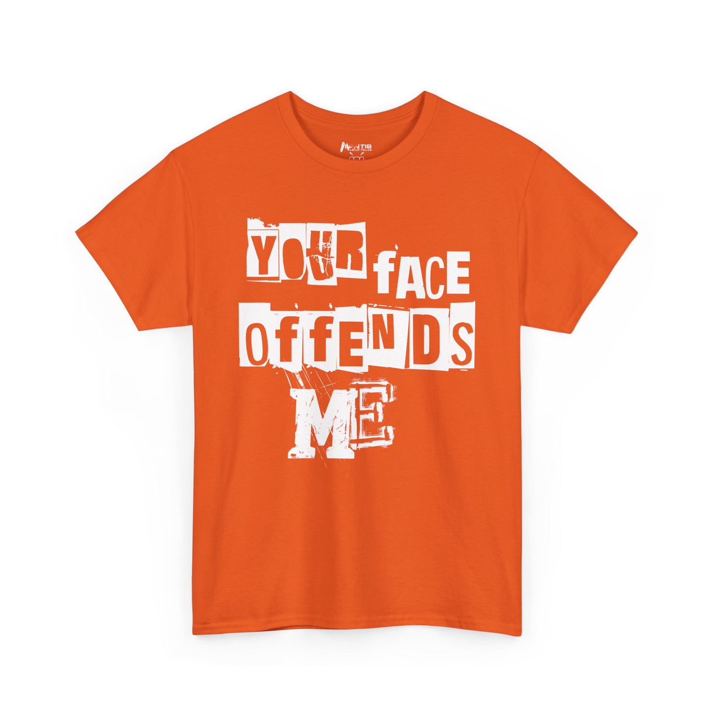 orange tee that roasts faces and roasts egos