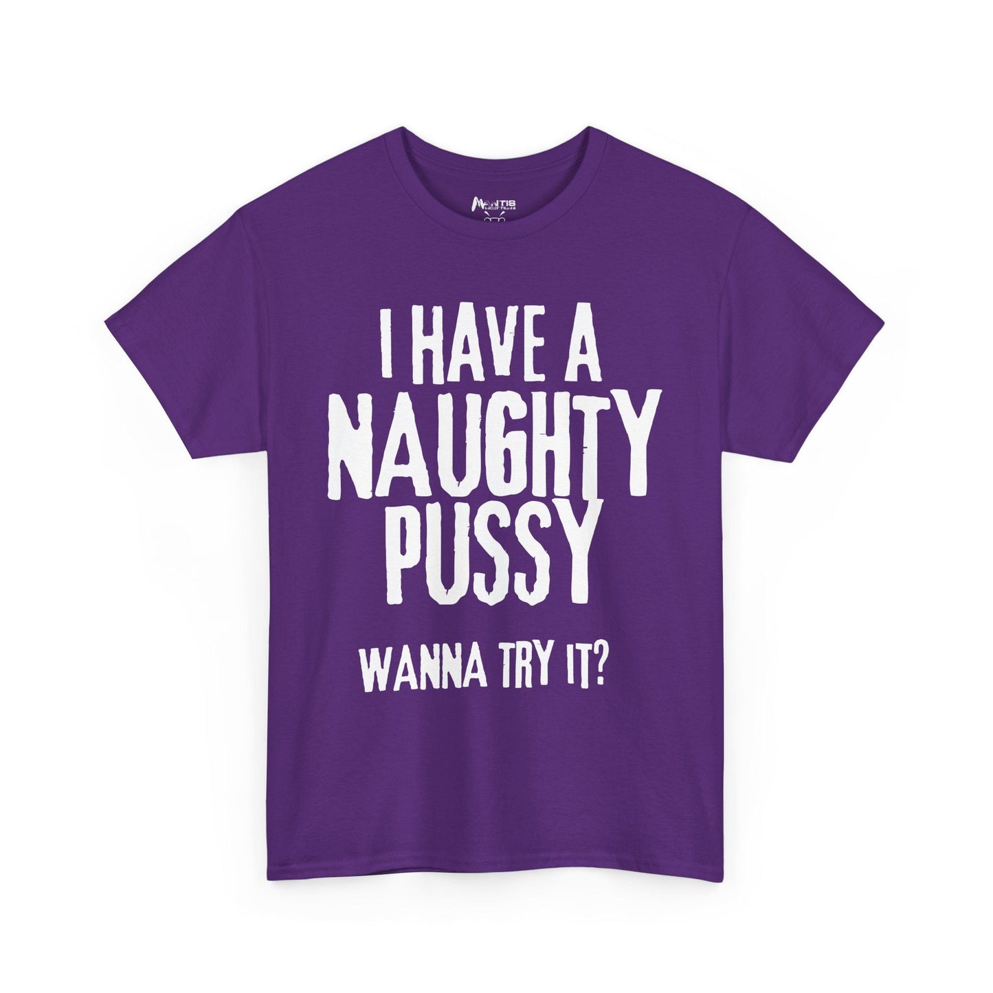 Purple tee flaunting raunchy sexual humor