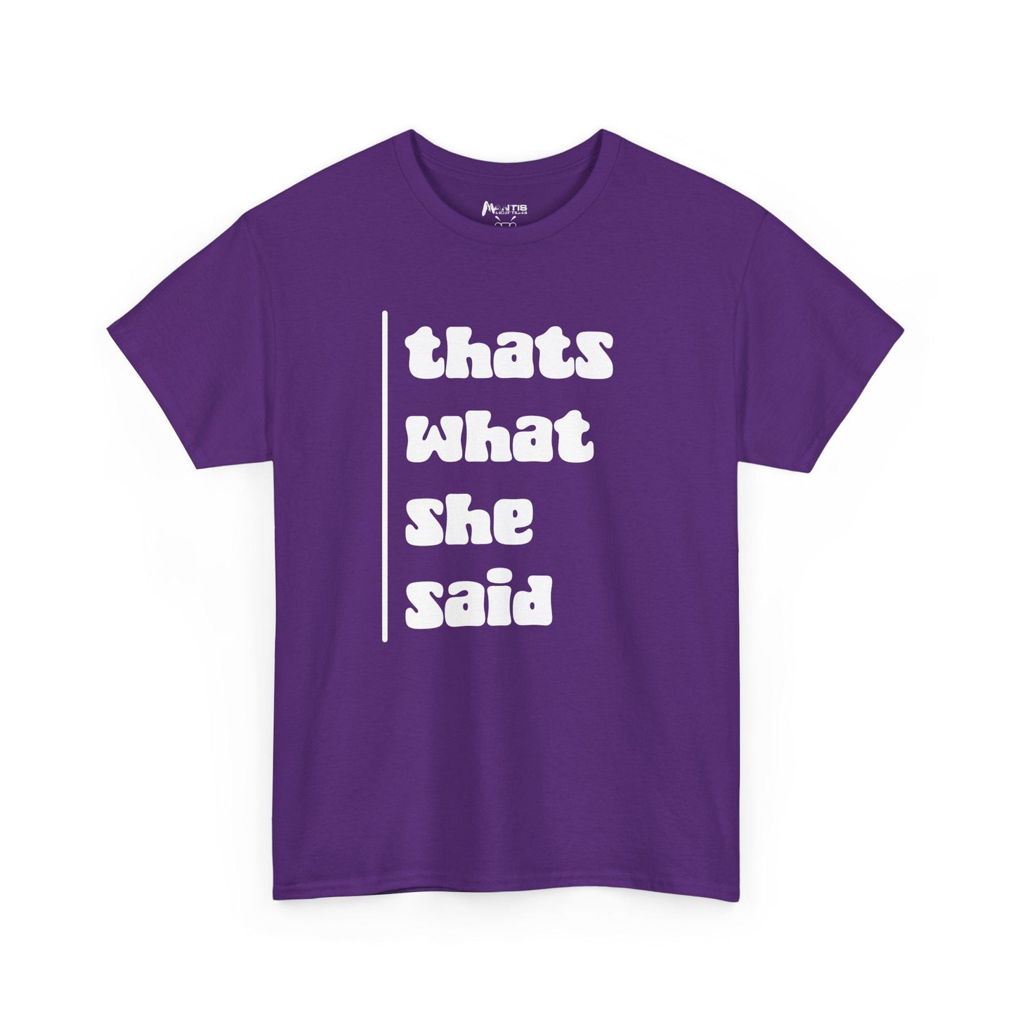 Purple tee designed for maximum misinterpretation and minimal shame