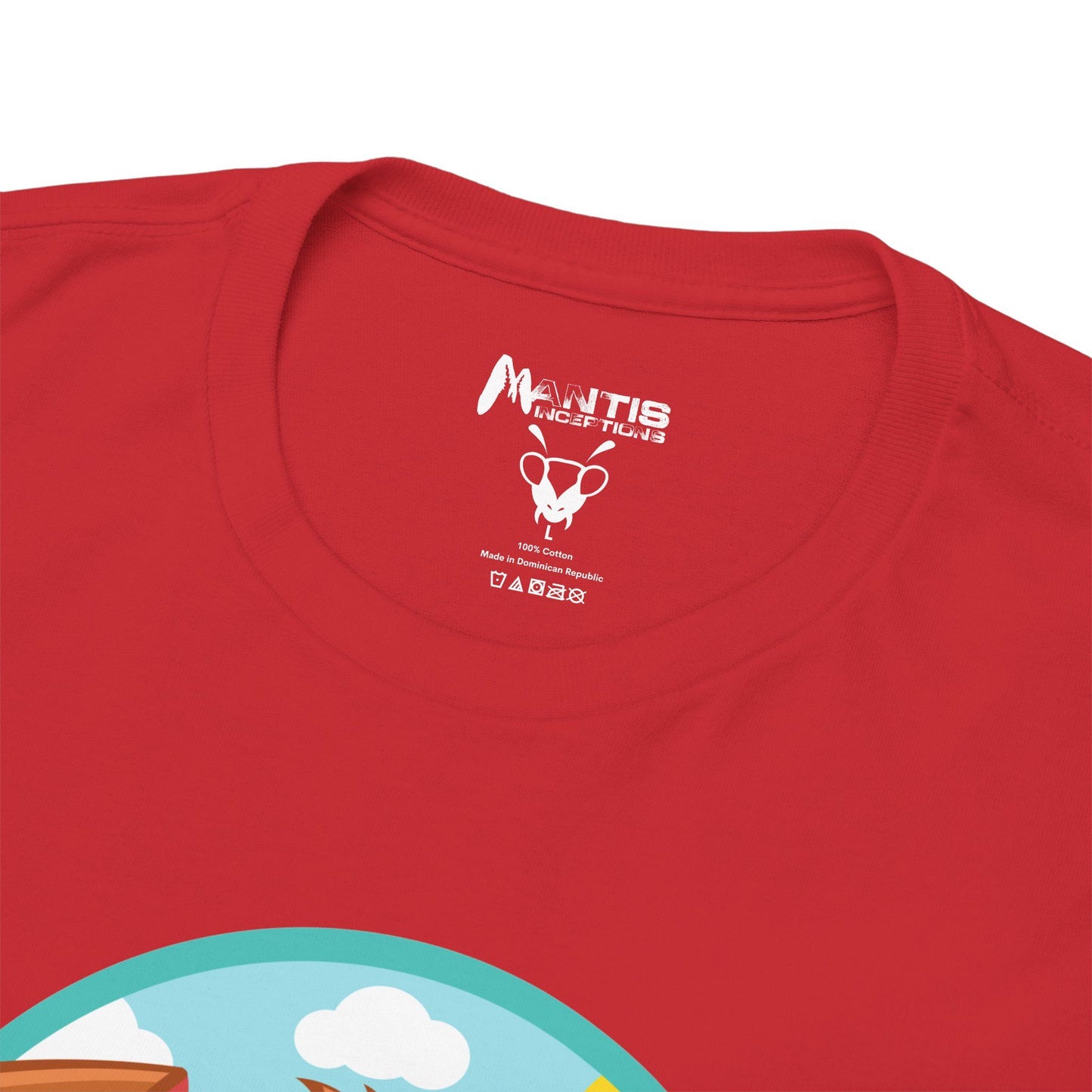 red tee emphasizing the filthy joke