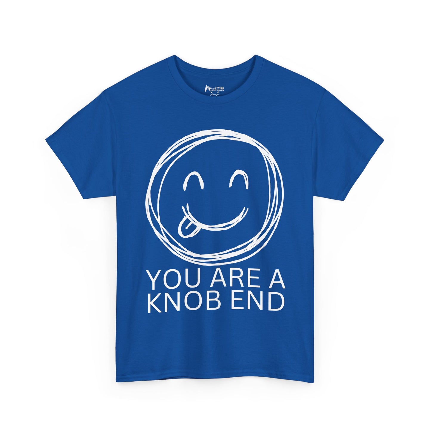 royal shirt slapping insults with a smile — 'you are a knob end'