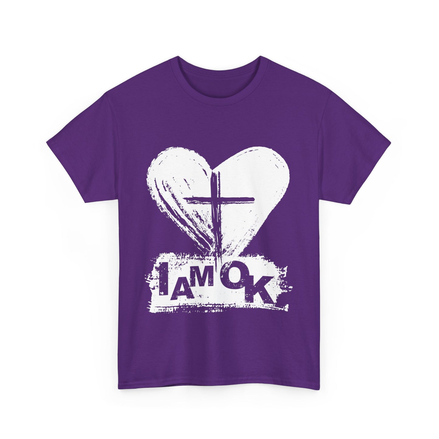 I AM OK | Heart Faith T-Shirt Purple