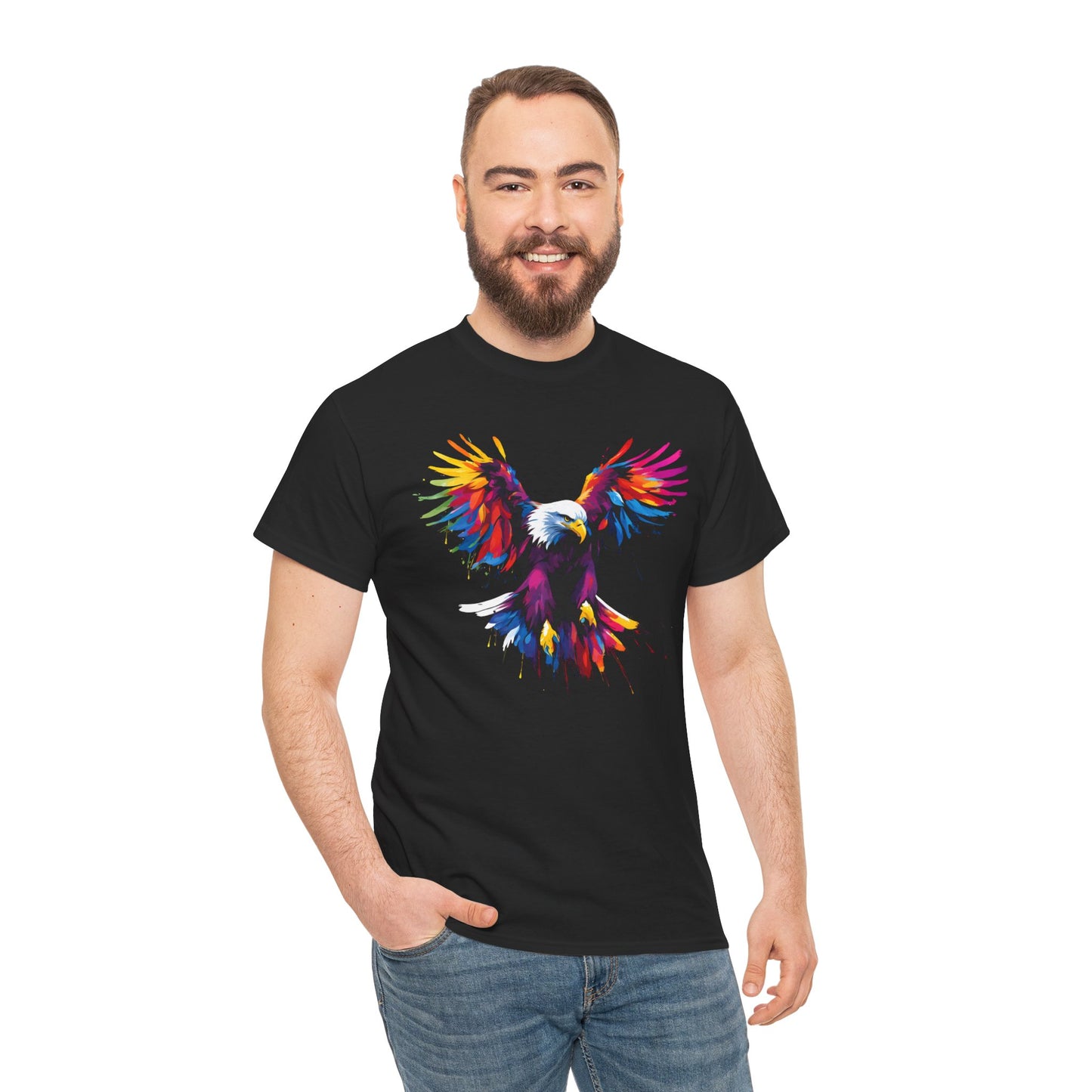 Vibrant Colorful Paint Splatter T-Shirt | Soaring Eagle Black