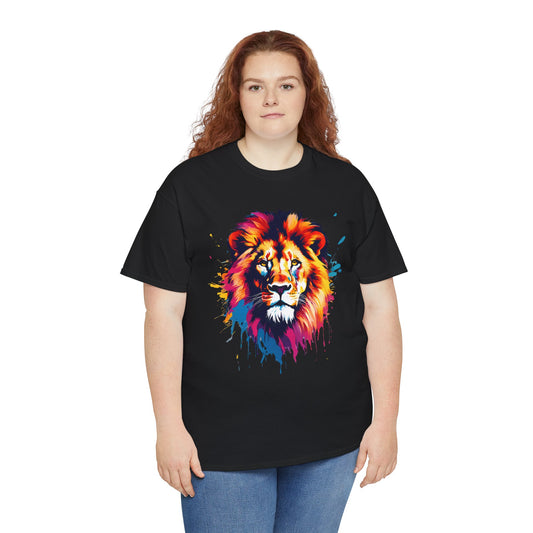 Vibrant Colorful Paint Splatter T-Shirt | Lion Black