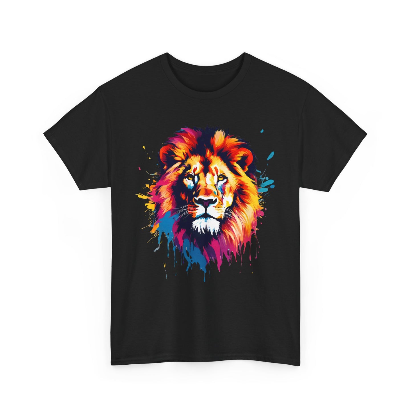 Vibrant Colorful Paint Splatter T-Shirt | Lion