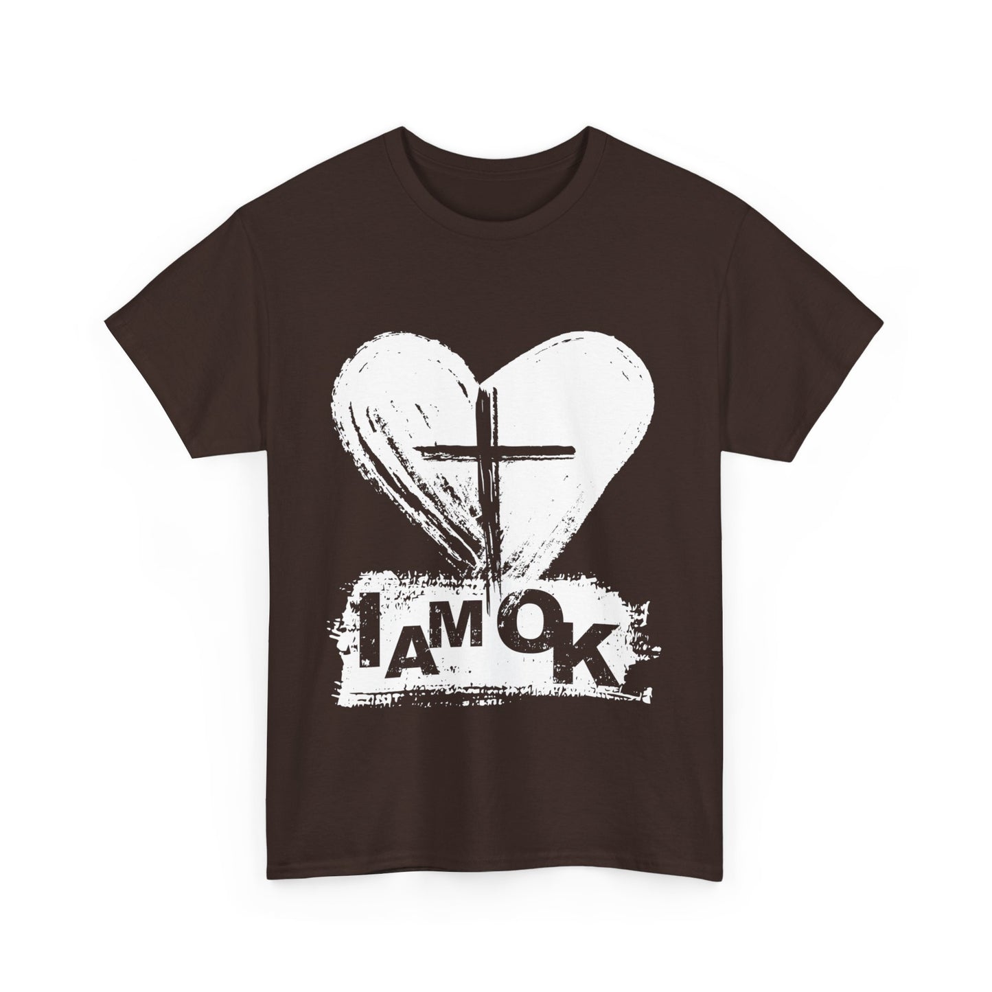 I AM OK | Heart Faith T-Shirt Dark Chocolate