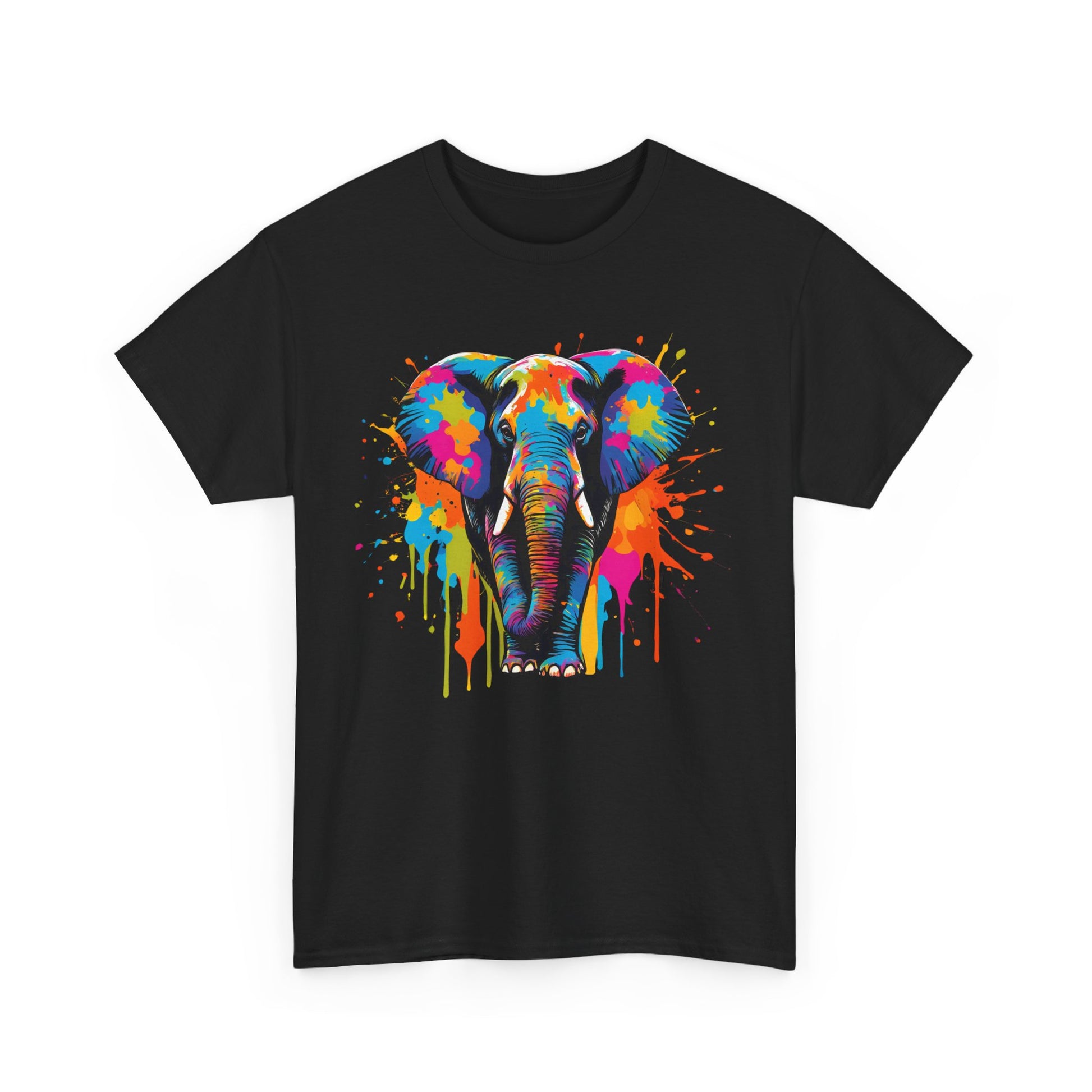 Vibrant Colorful Paint Splatter T-Shirt | Elephant