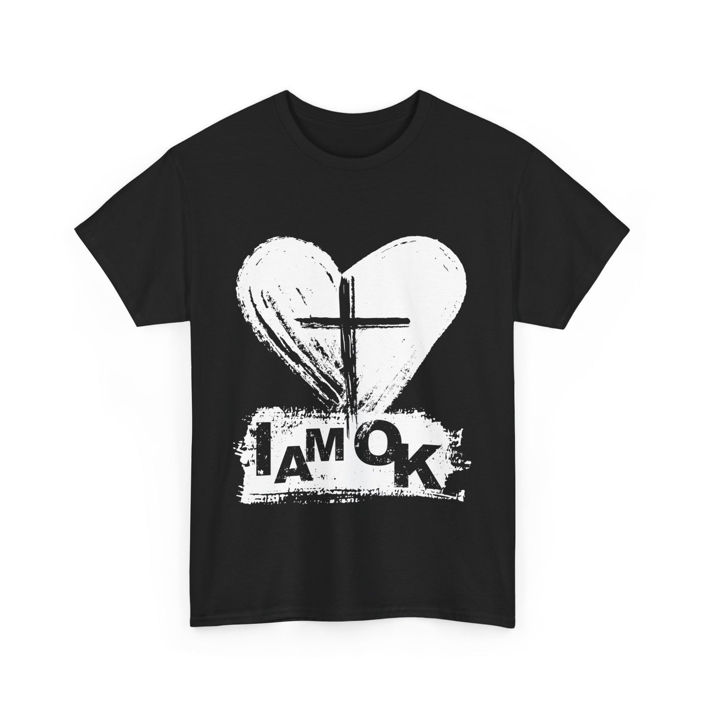 I AM OK | Heart Faith T-Shirt Black