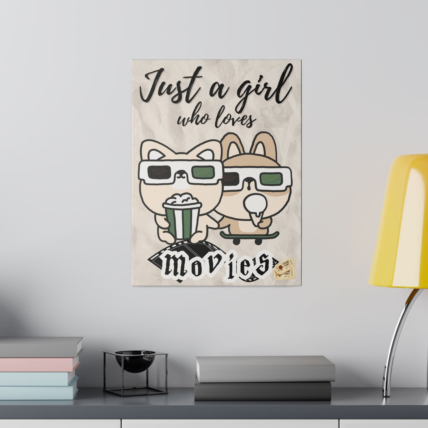 Just A Girl Who Loves | Movies Canvas Wall Art 12″ x 16″ (Vertical) 0.75''