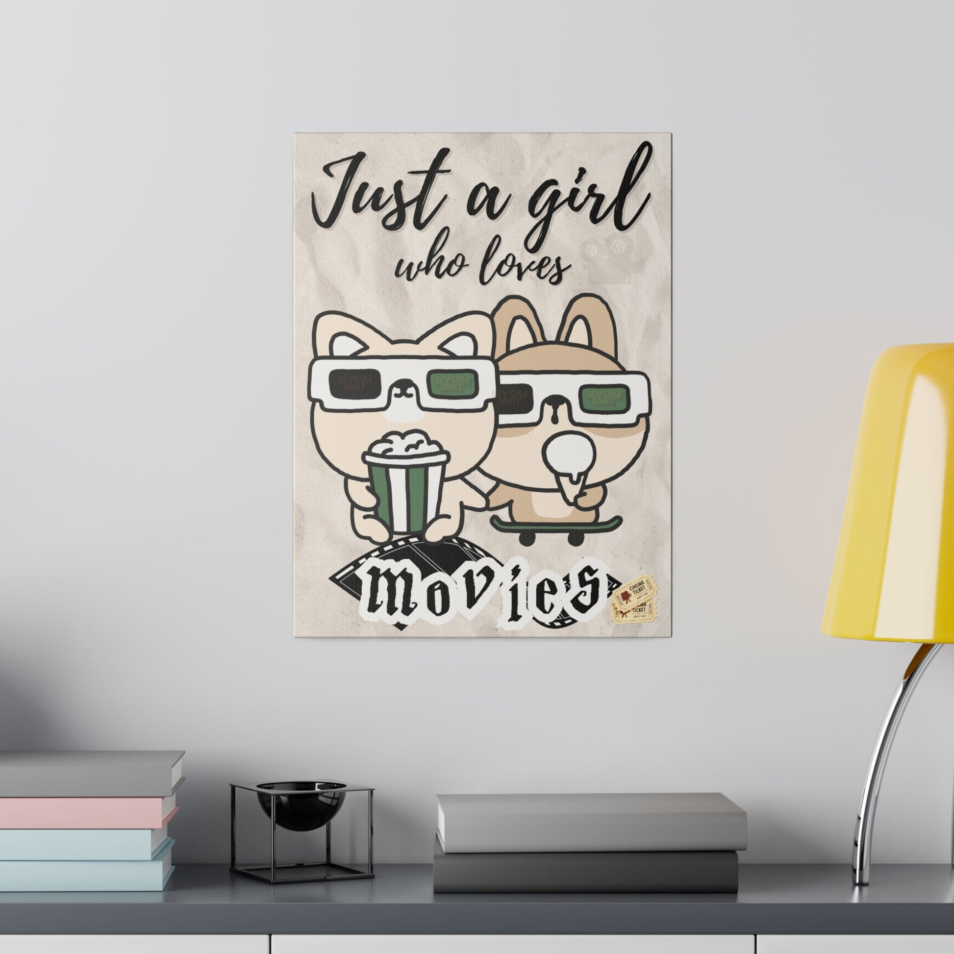 Just A Girl Who Loves | Movies Canvas Wall Art 12″ x 16″ (Vertical) 0.75''