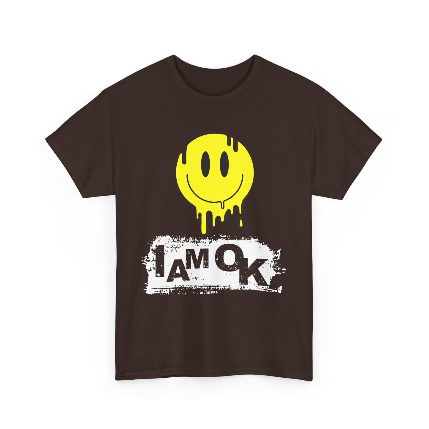 I AM OK | Smiley Face T-Shirt Dark Chocolate