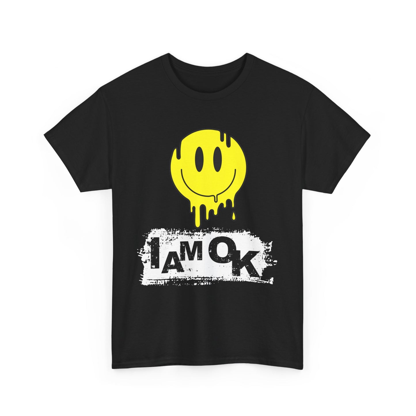 I AM OK | Smiley Face T-Shirt Black