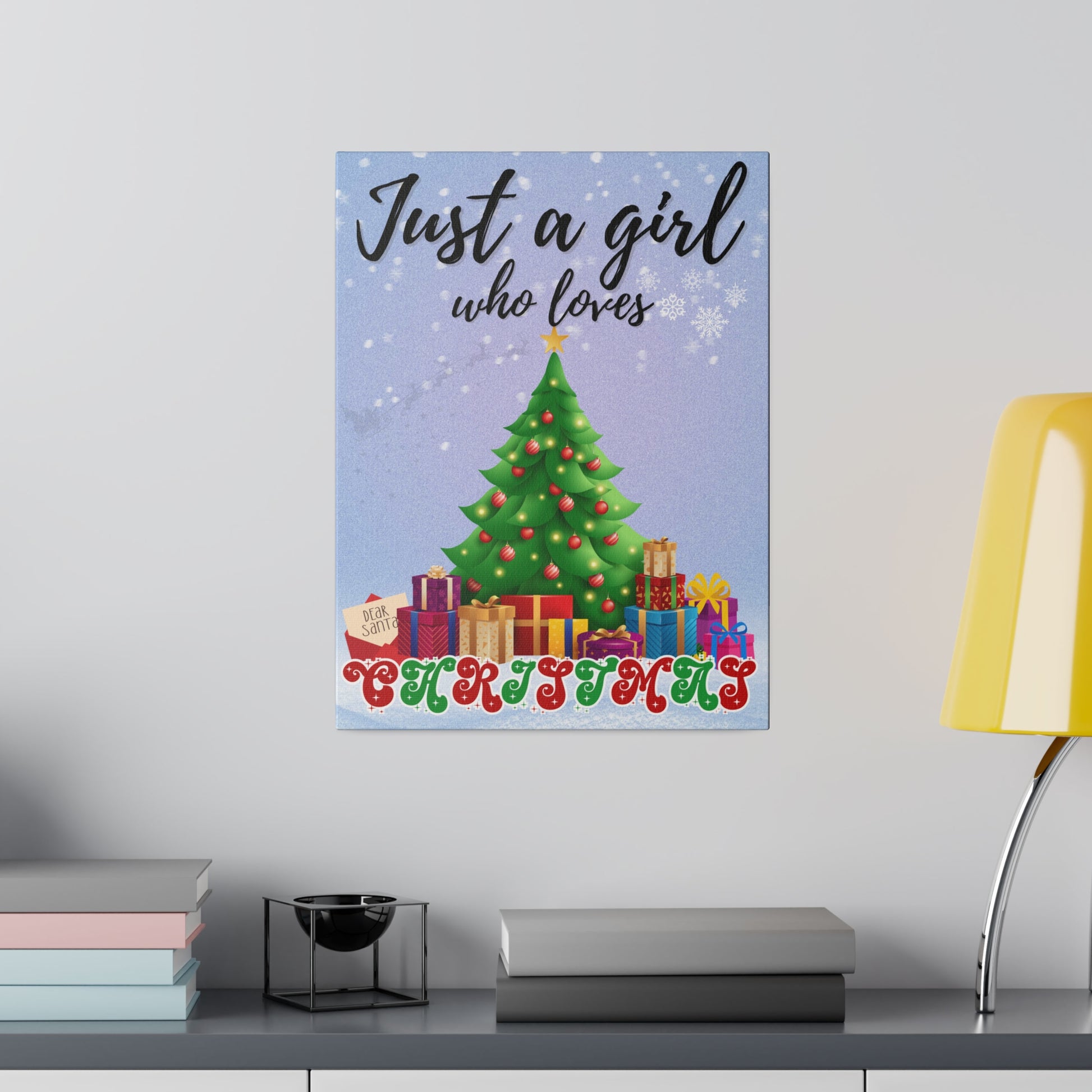 Just A Girl Who Loves | Christmas Canvas Wall Art 12″ x 16″ (Vertical) 0.75''